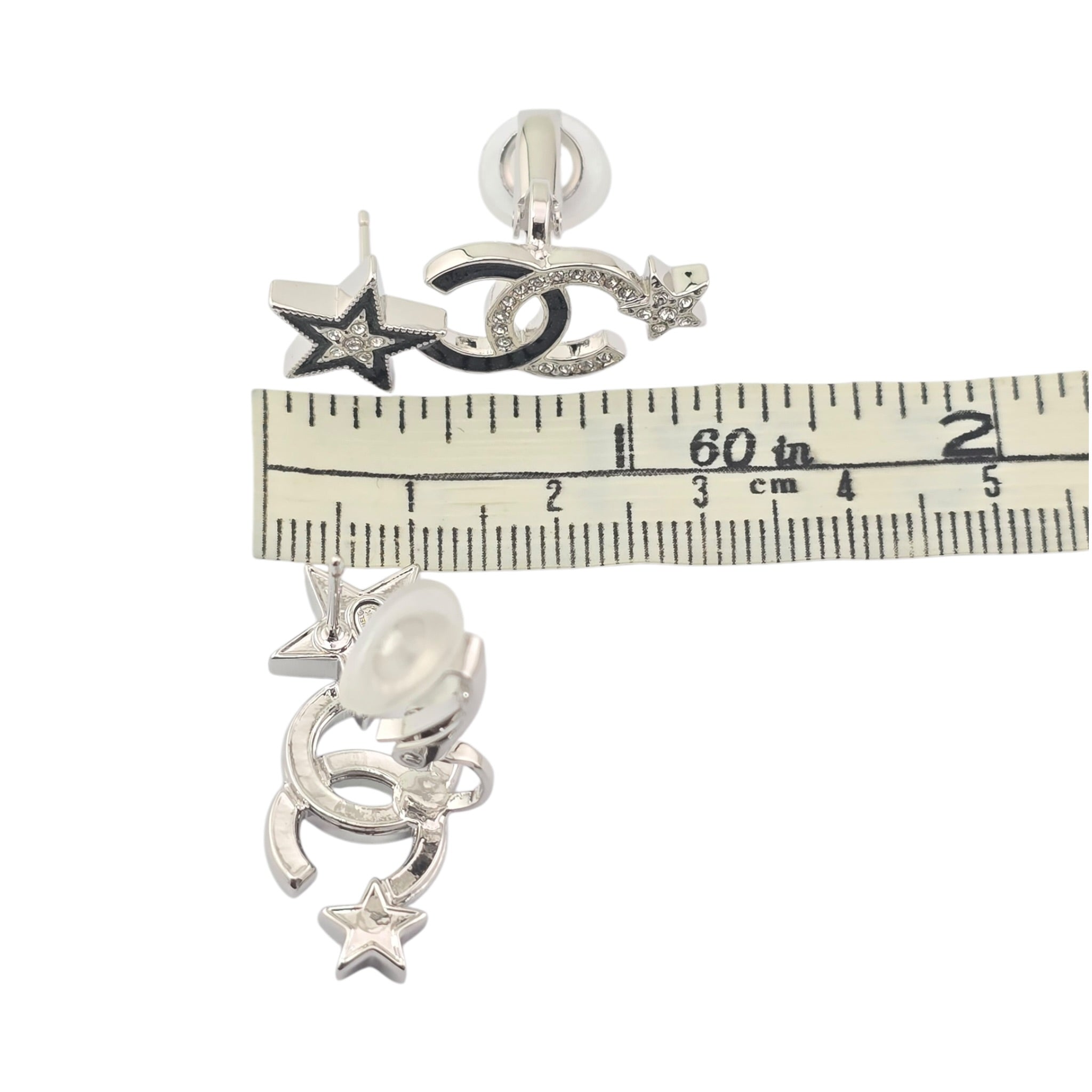 Chanel CC Black Crystal Star Ear Climber Earrings 2023 CHANEL