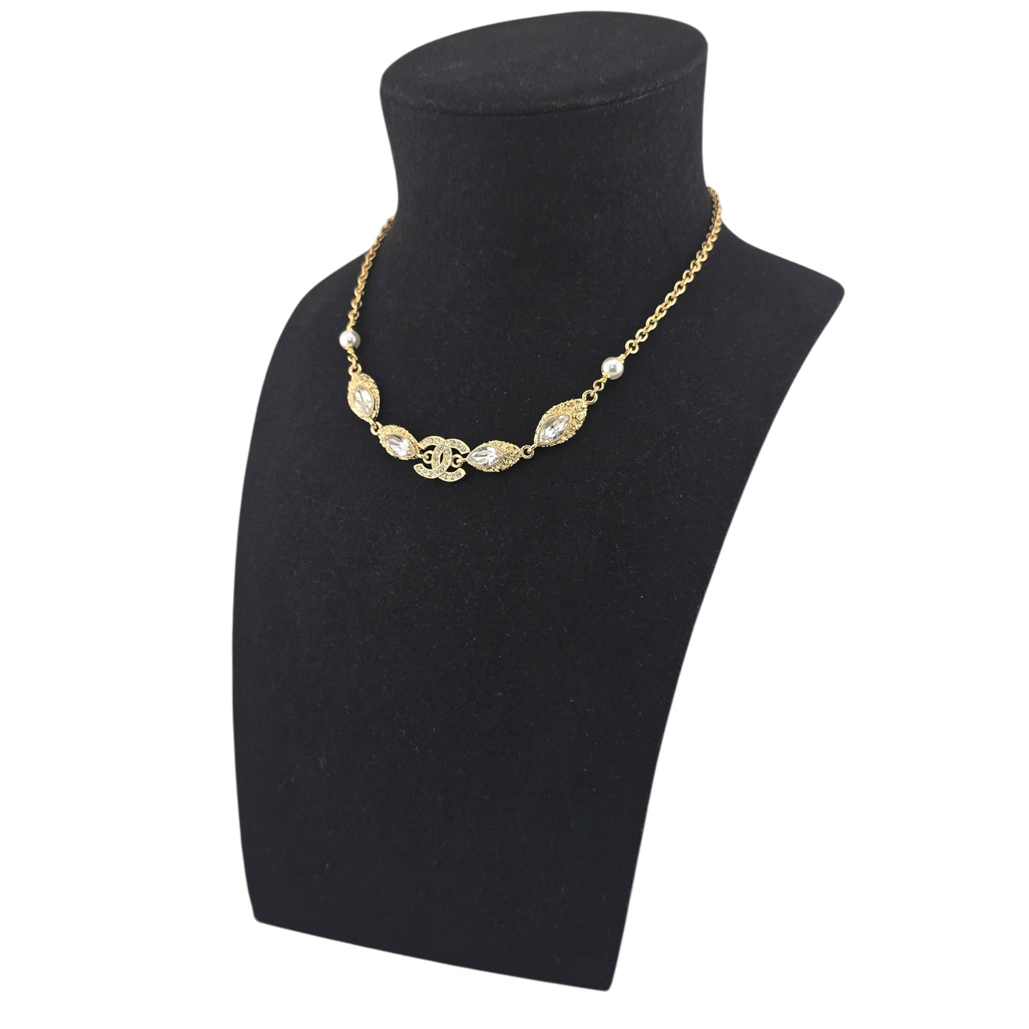 Chanel CC Gold Crystal Pendant Necklace 2026 CHANEL