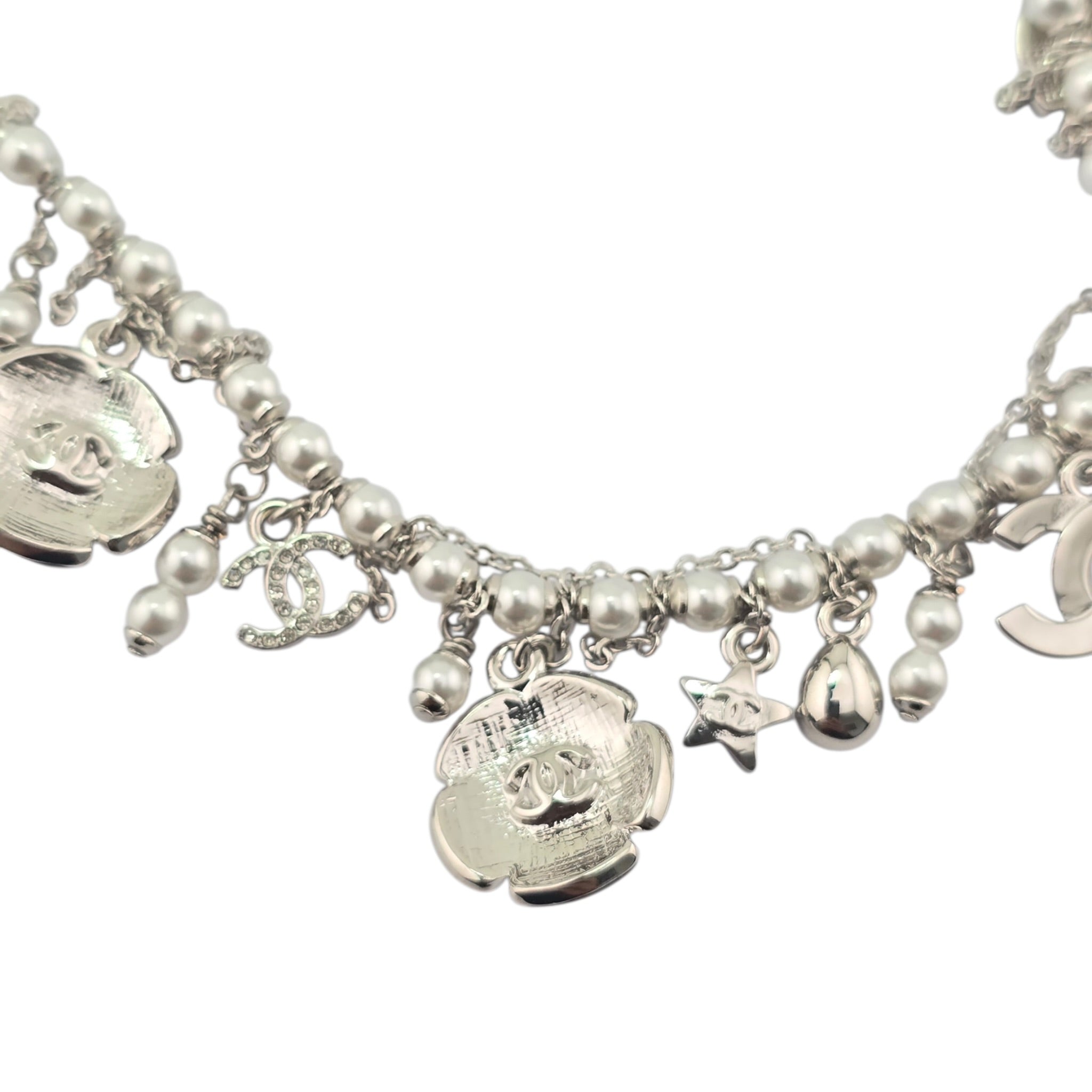 Chanel CC Camellia Black Silver Necklace 2026 CHANEL