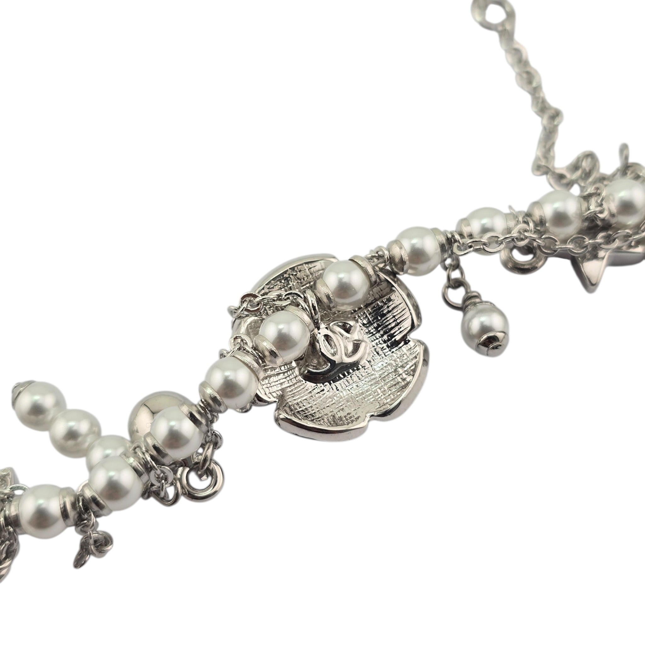 Chanel CC Camellia Black Silver Necklace 2026 CHANEL