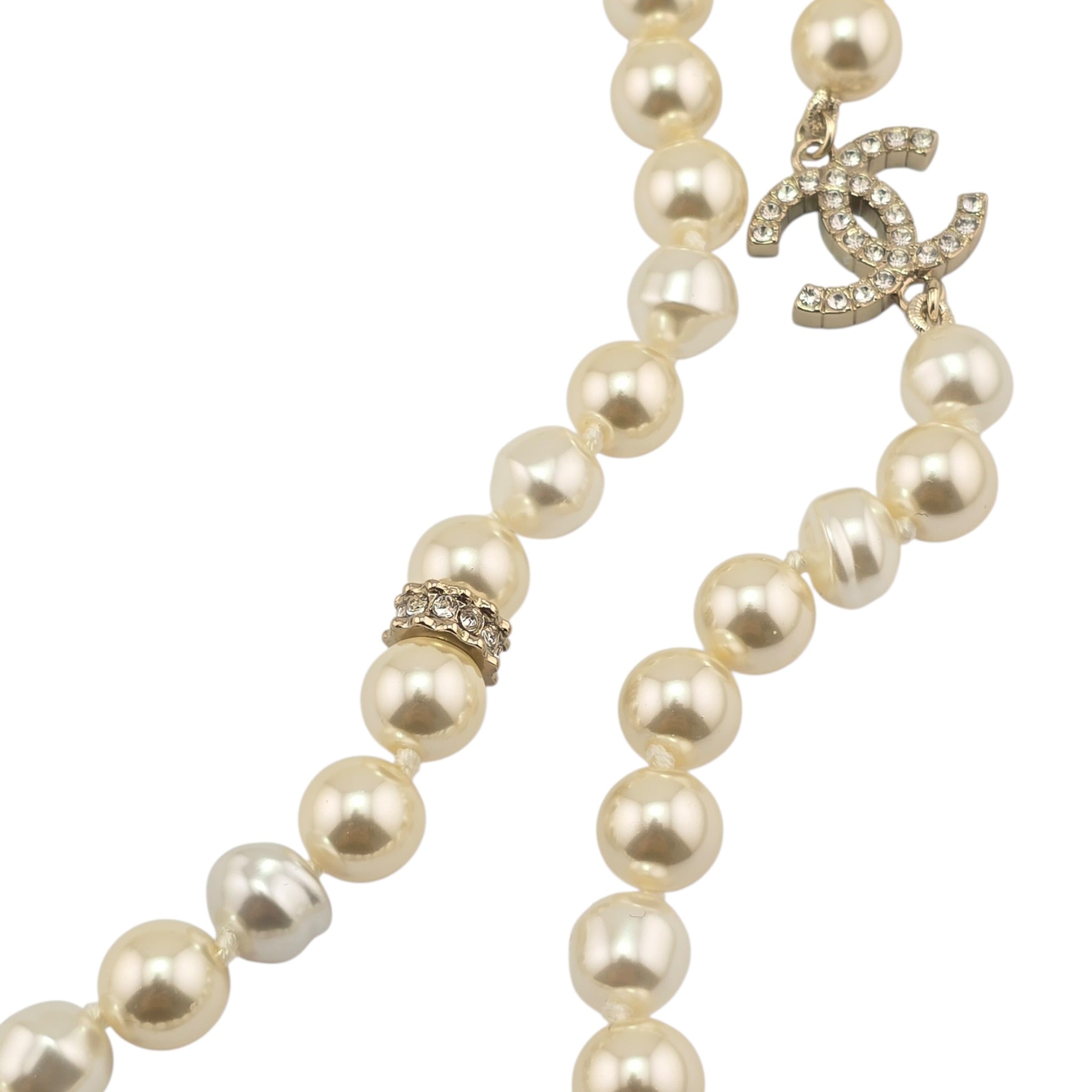 Chanel CC Long Faux Pearl Gold Necklace 2025 CHANEL