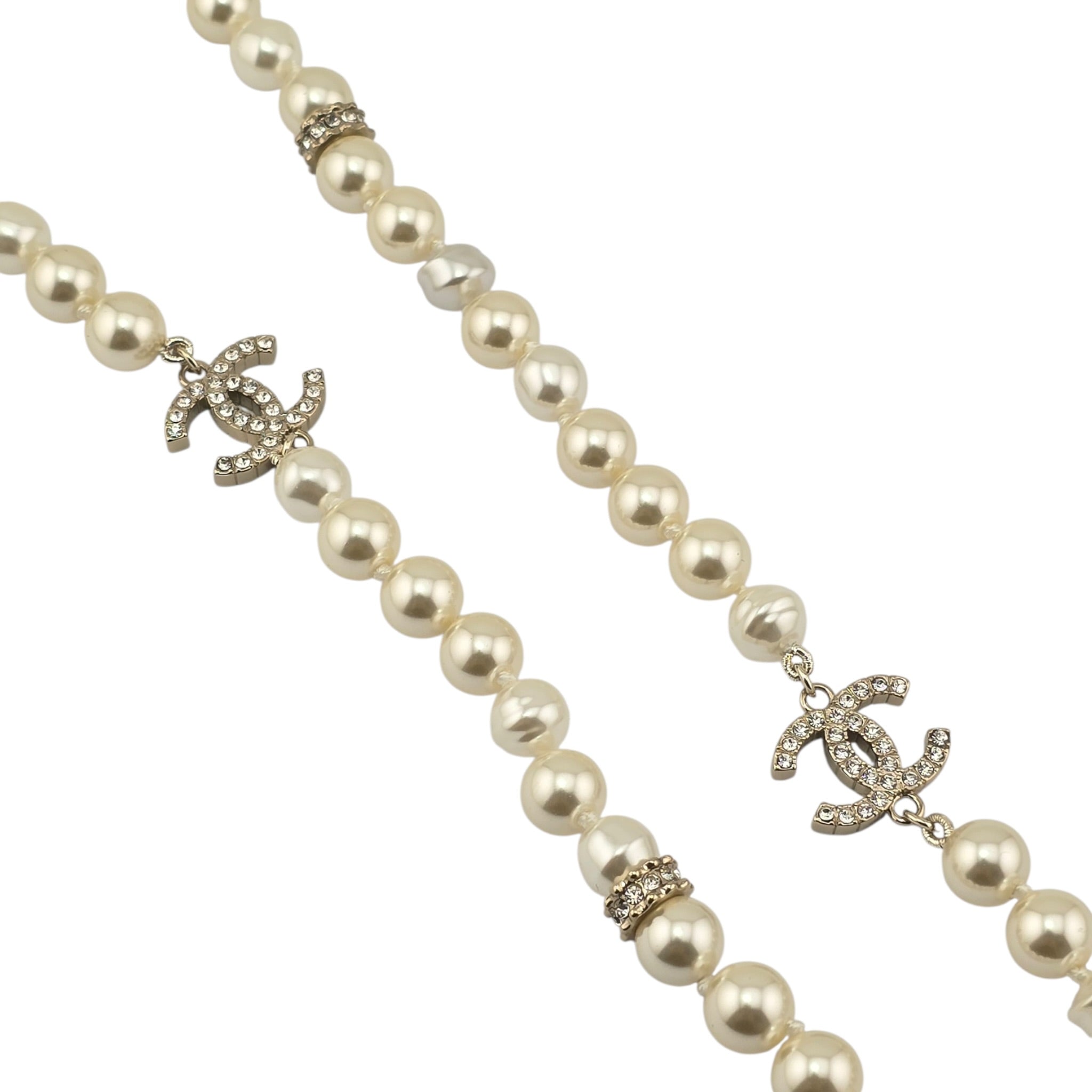 Chanel CC Long Faux Pearl Gold Necklace 2025 CHANEL
