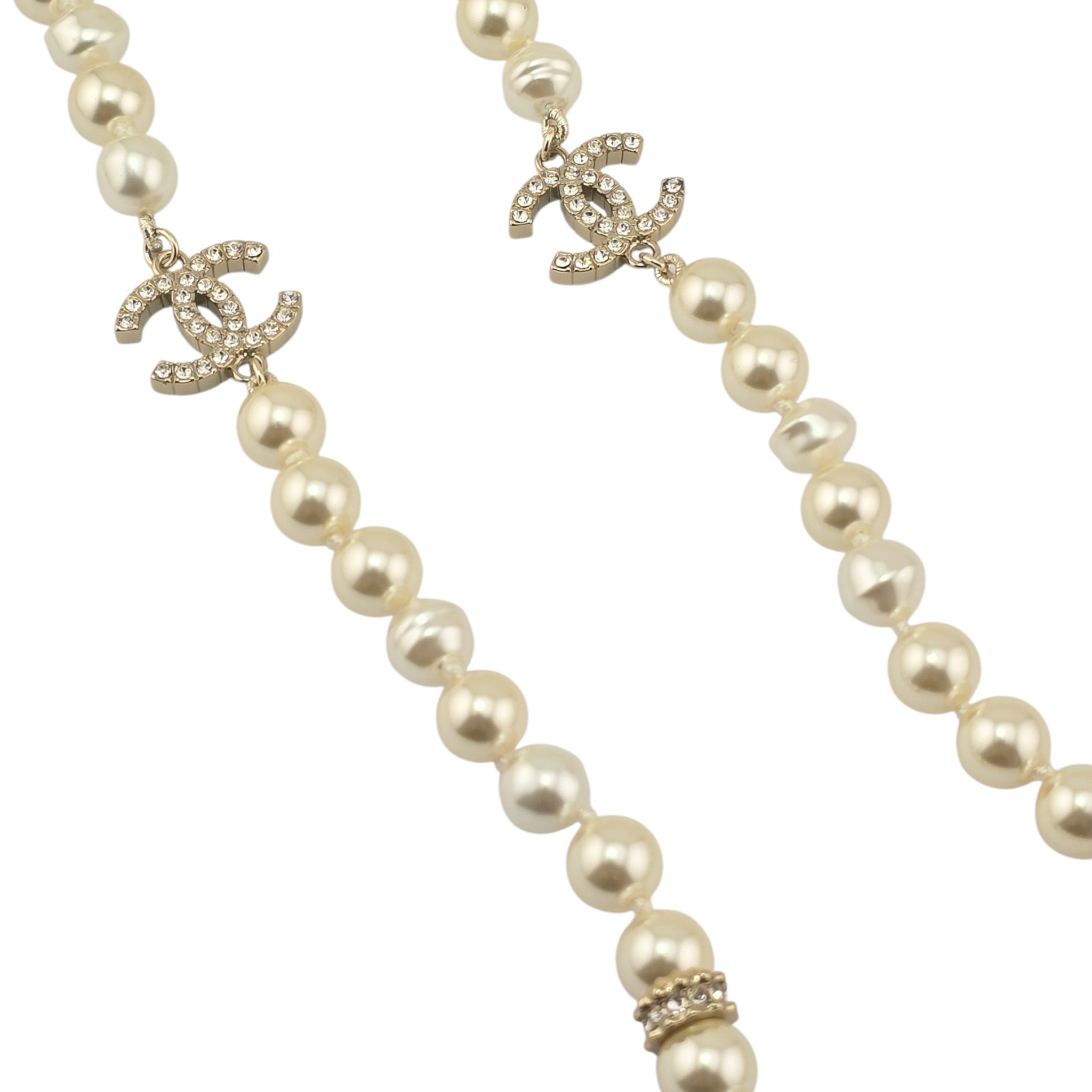 Chanel CC Long Faux Pearl Gold Necklace 2025 CHANEL