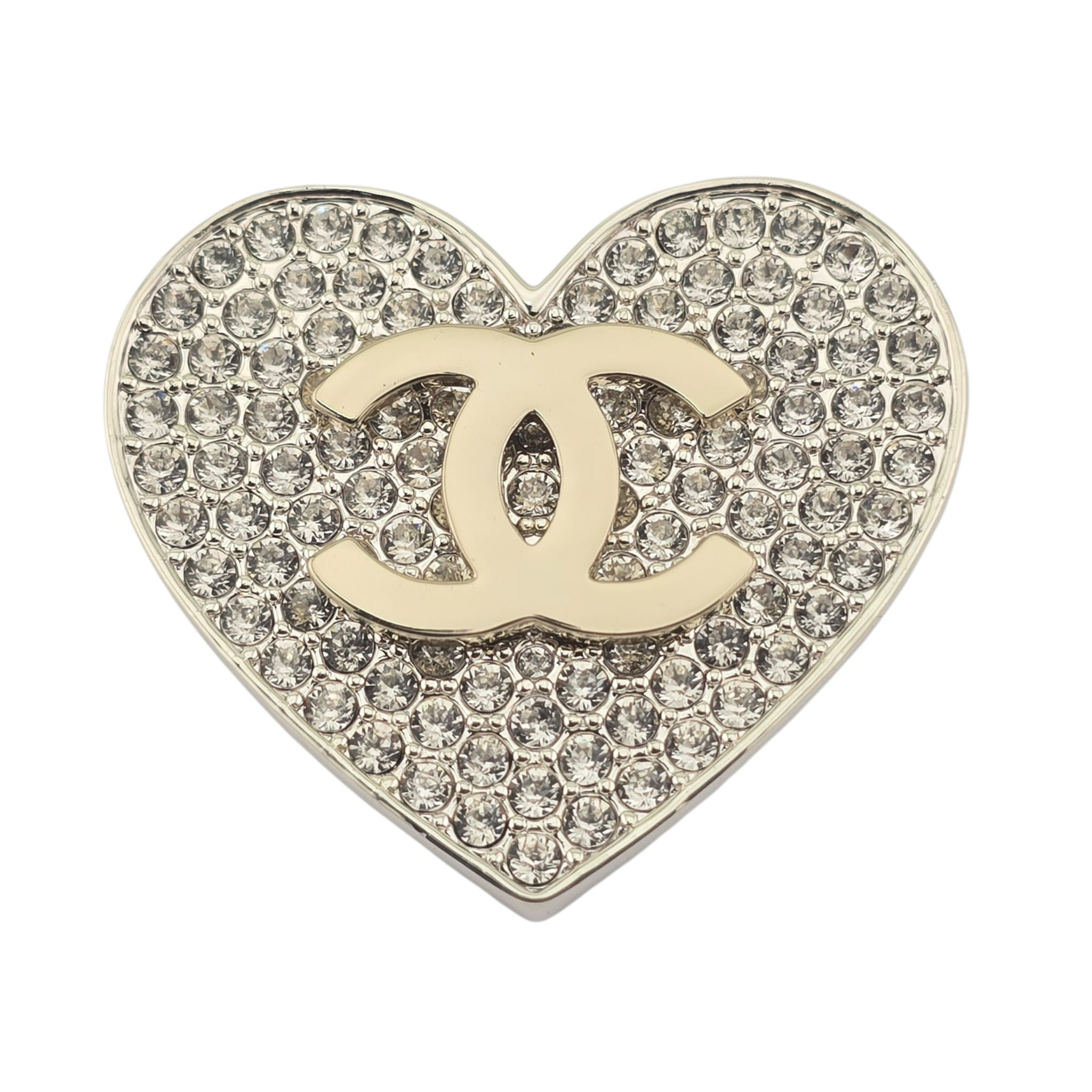 Chanel CC Gold Crystal Heart Brooch 2026 CHANEL