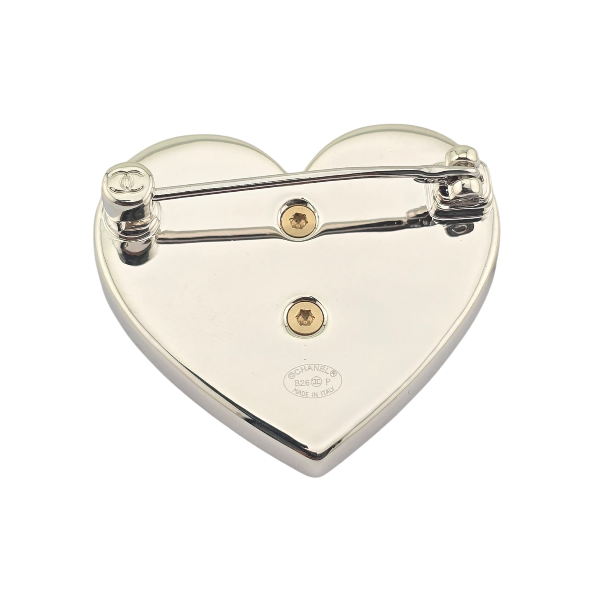 Chanel CC Gold Crystal Heart Brooch 2026 CHANEL