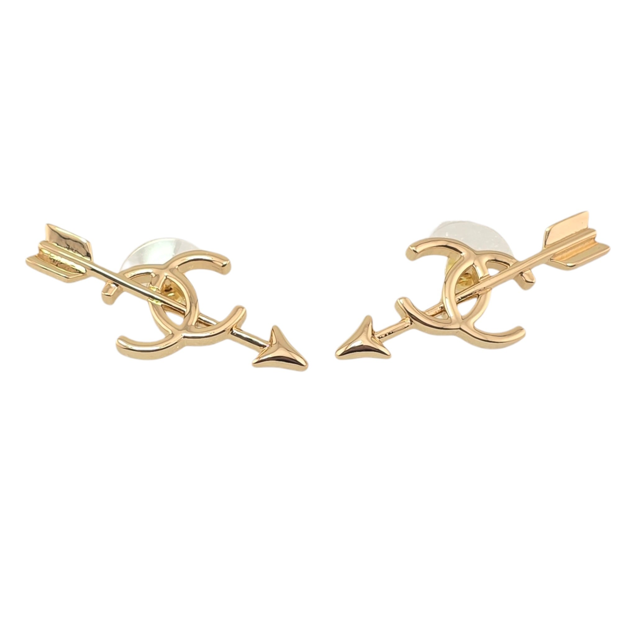 Chanel CC Arrow Stud Gold Earrings 2026 SS26 CHANEL