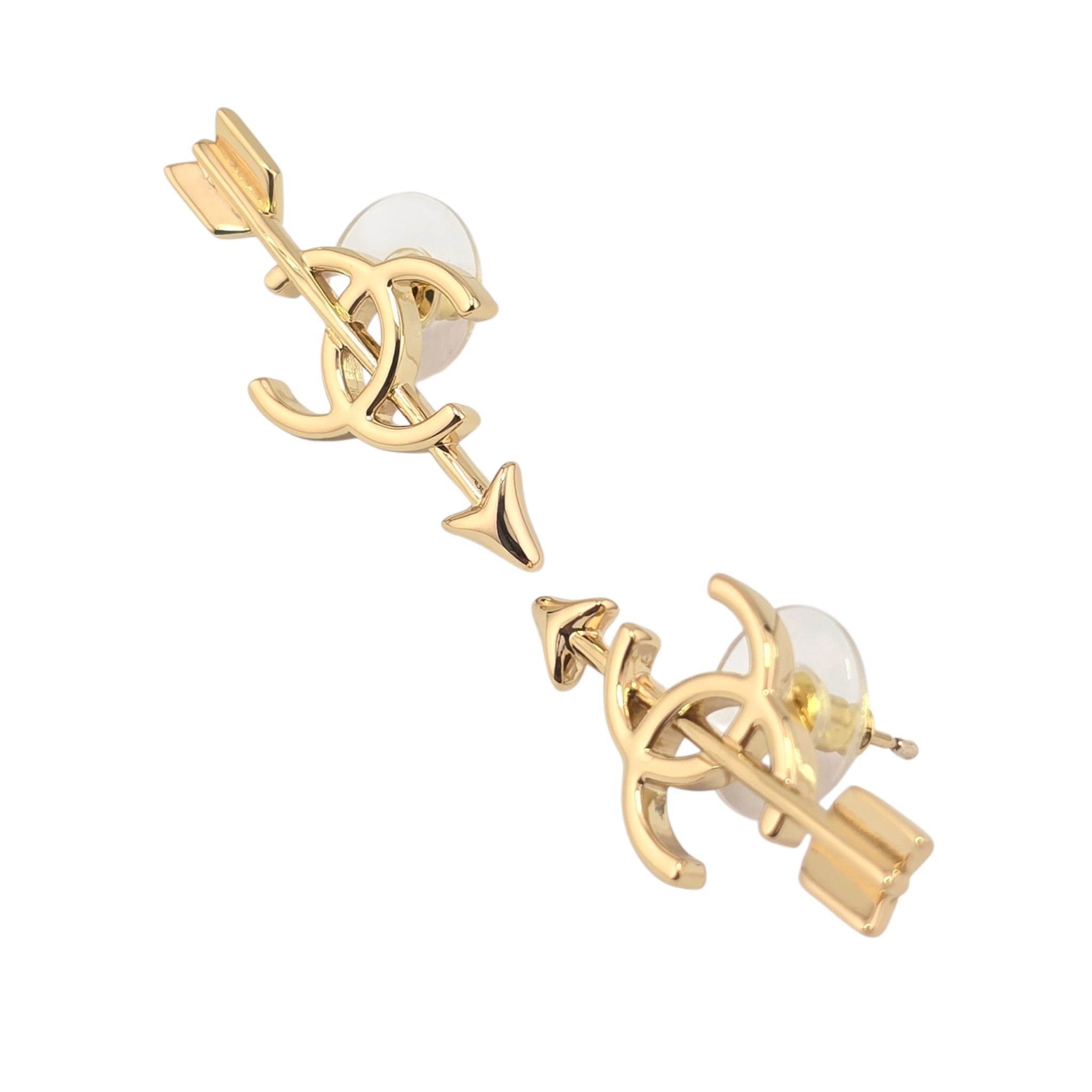 Chanel CC Arrow Stud Gold Earrings 2026 SS26 CHANEL