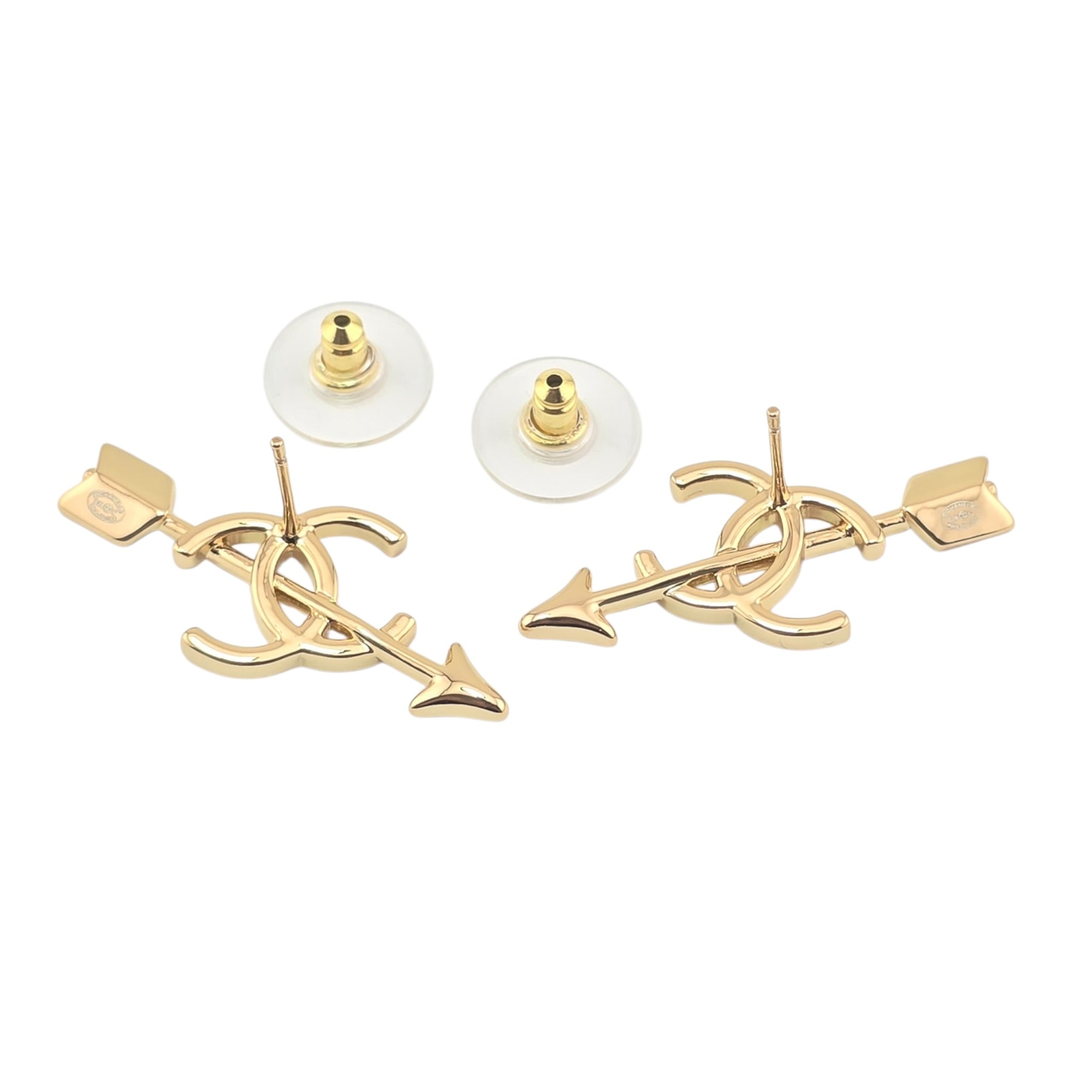Chanel CC Arrow Stud Gold Earrings 2026 SS26 CHANEL
