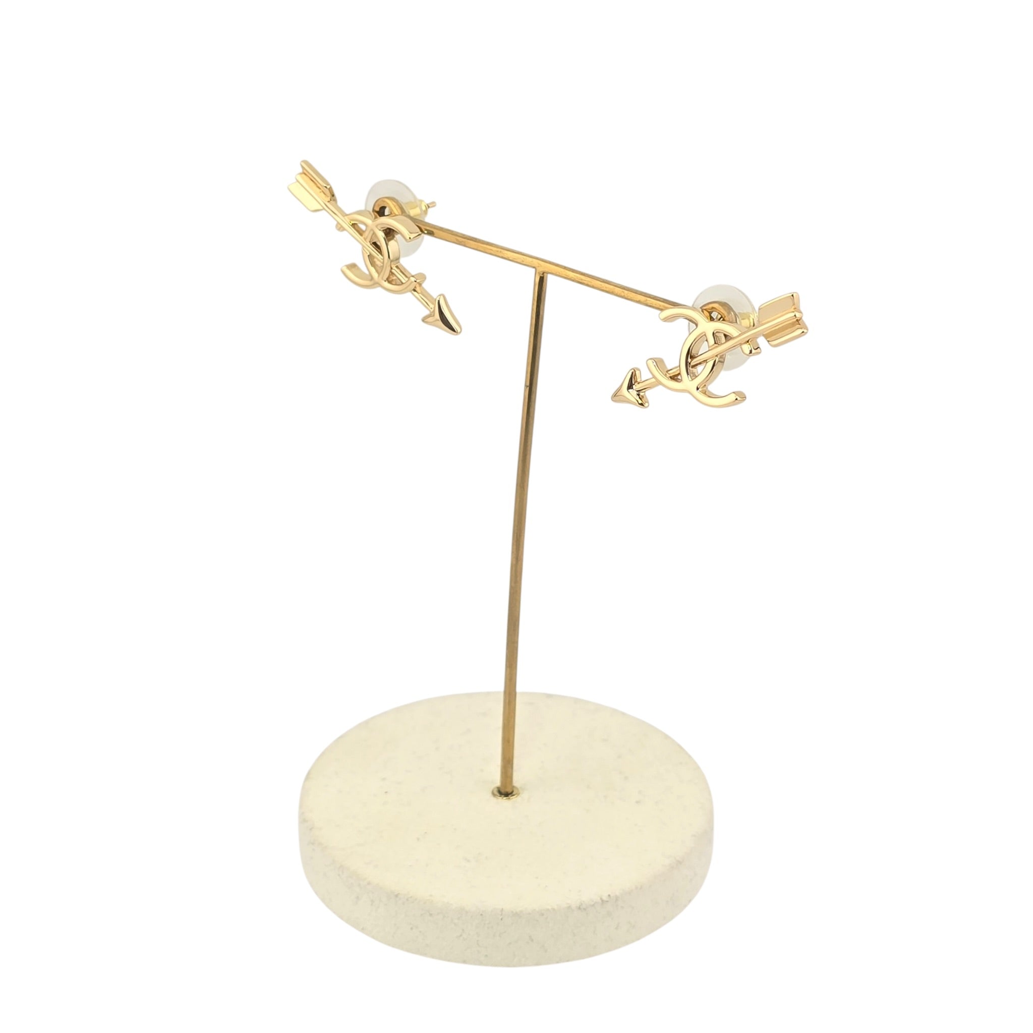 Chanel CC Arrow Stud Gold Earrings 2026 SS26 CHANEL
