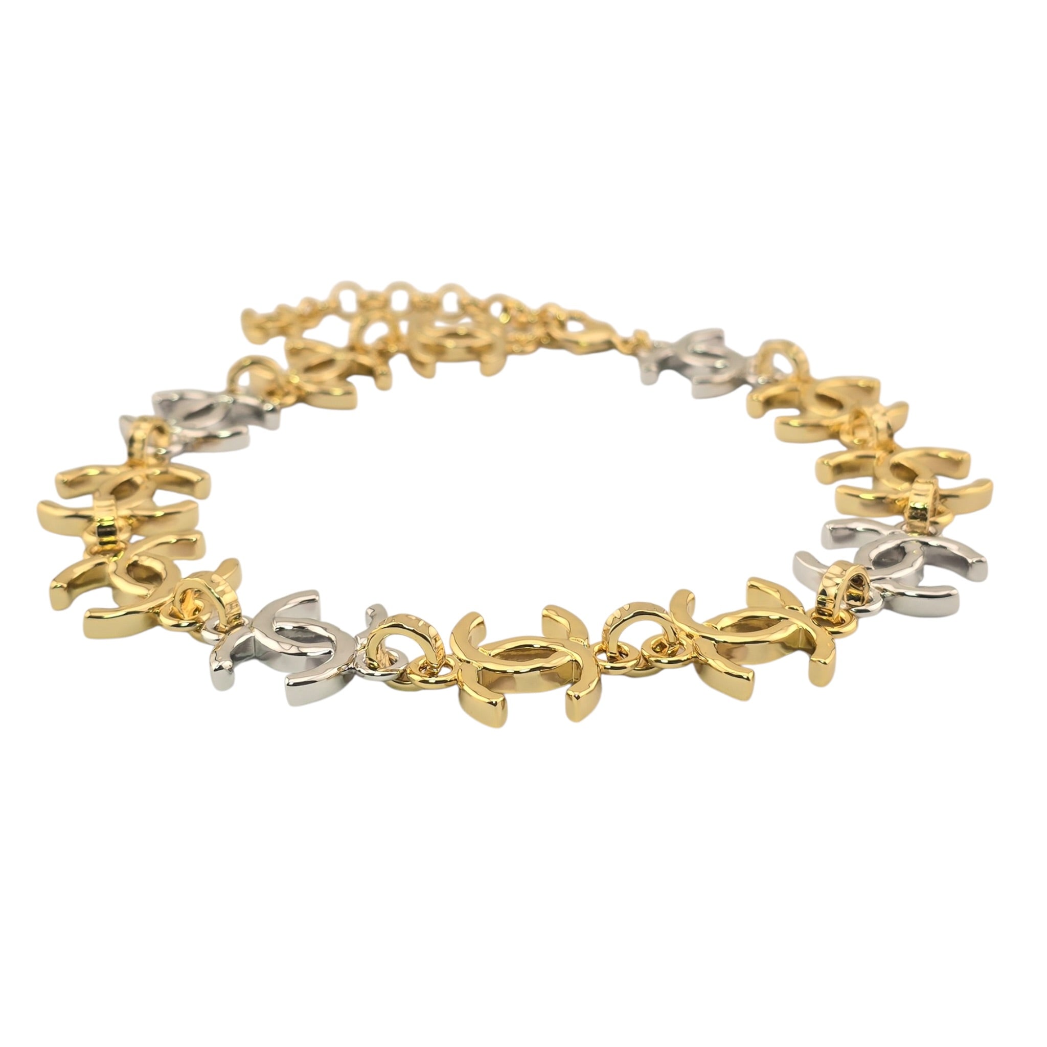 Chanel CC Gold Silver Metal Necklace 2026 CHANEL