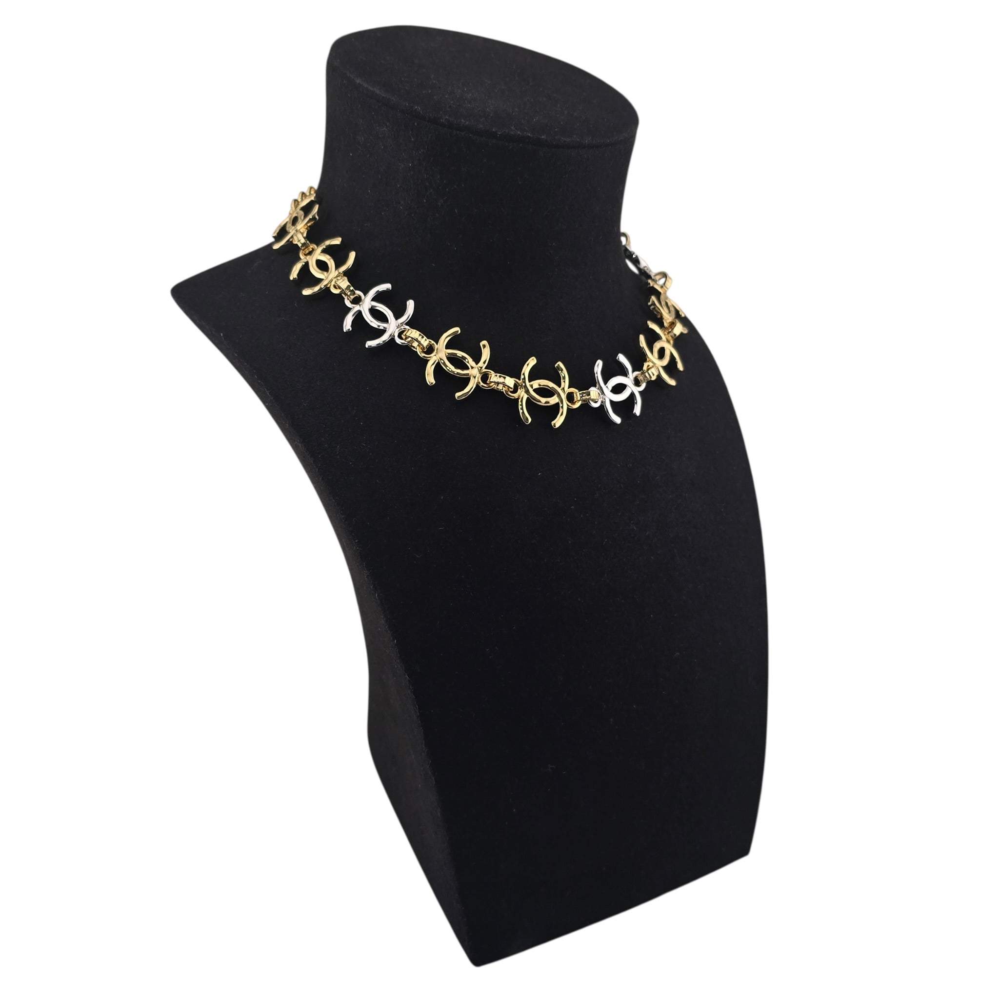 Chanel CC Gold Silver Metal Necklace 2026 CHANEL