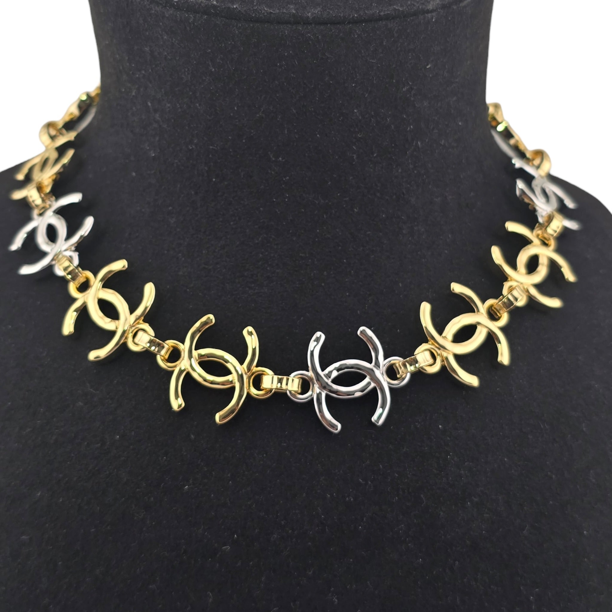 Chanel CC Gold Silver Metal Necklace 2026 CHANEL