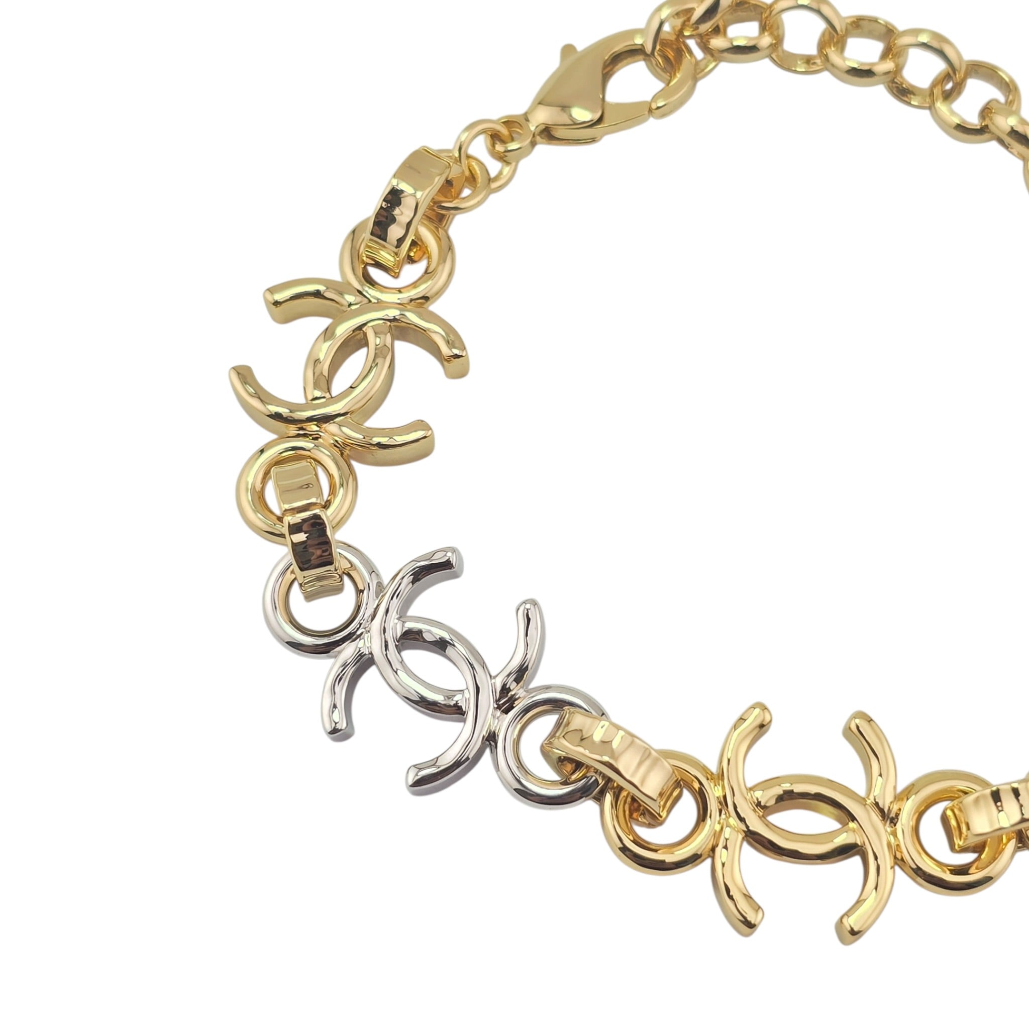 Chanel CC Silver Gold Metal Bracelet 2026 CHANEL