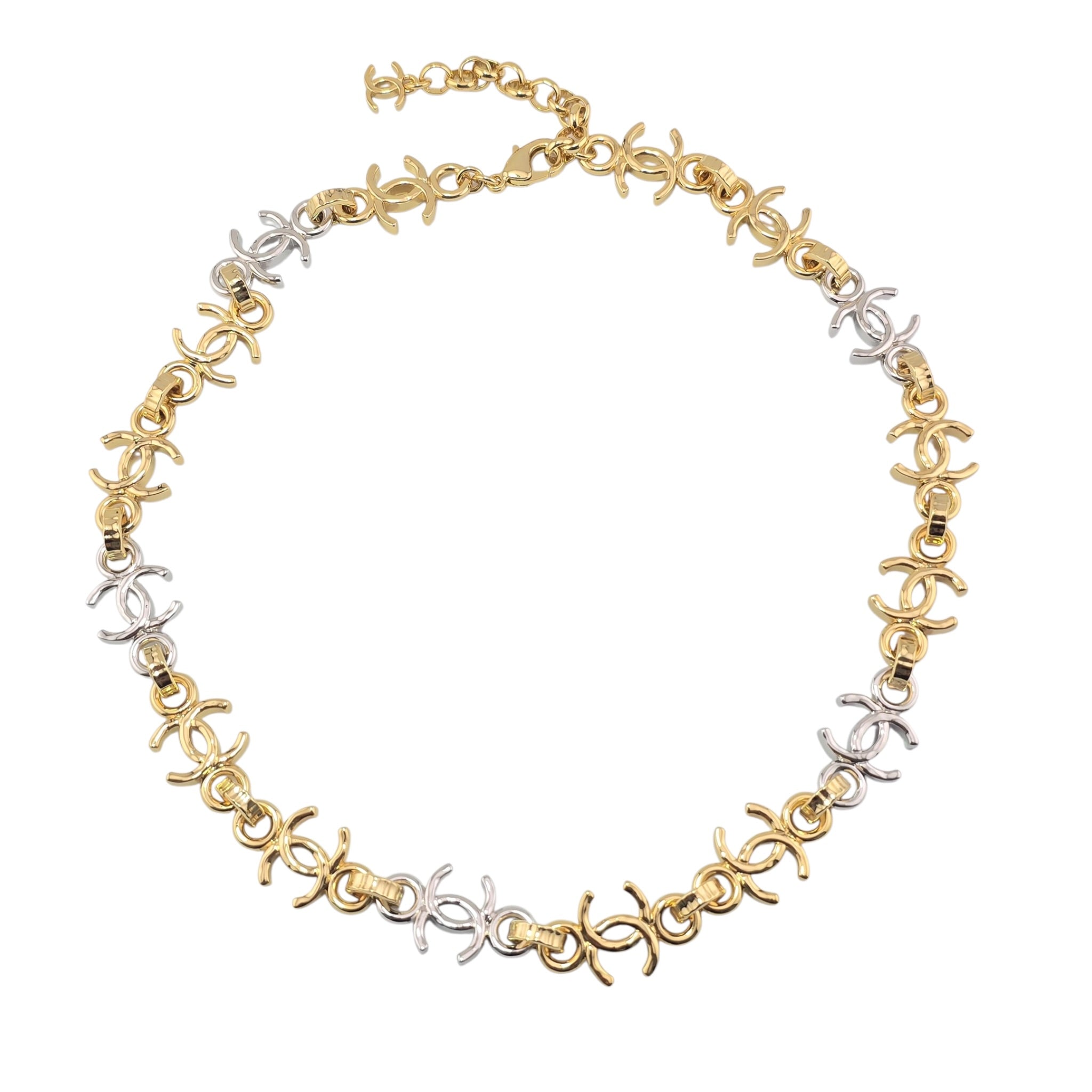 Chanel CC Silver Gold Metal Necklace 2026 CHANEL