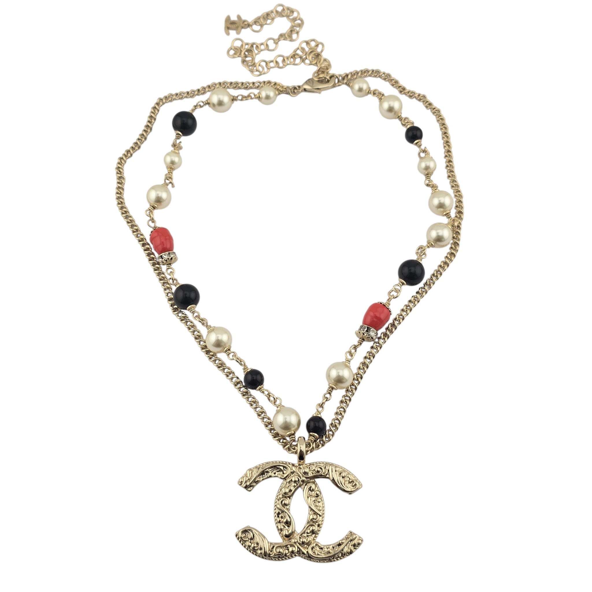 Chanel CC Gold Crystal Pendant Necklace 2021 CHANEL