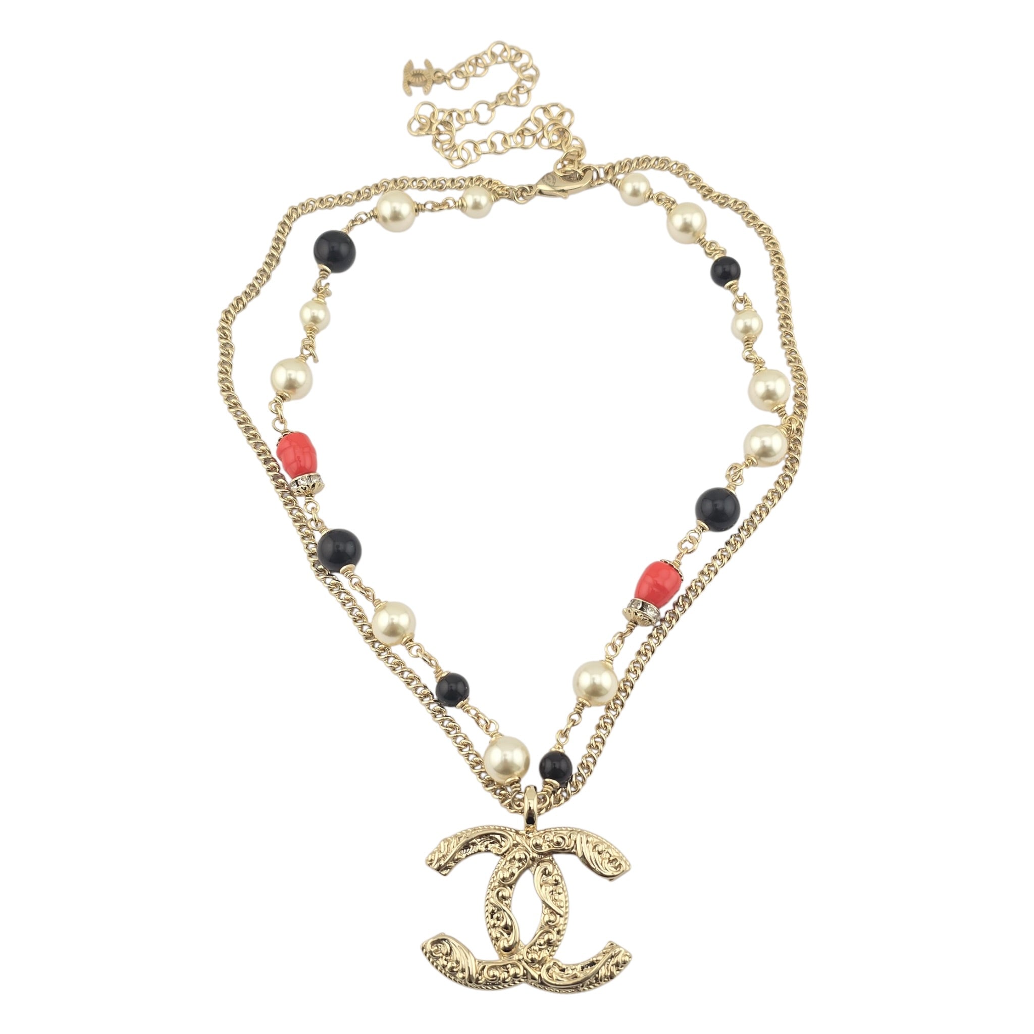 Chanel CC Gold Crystal Pendant Necklace 2021 CHANEL