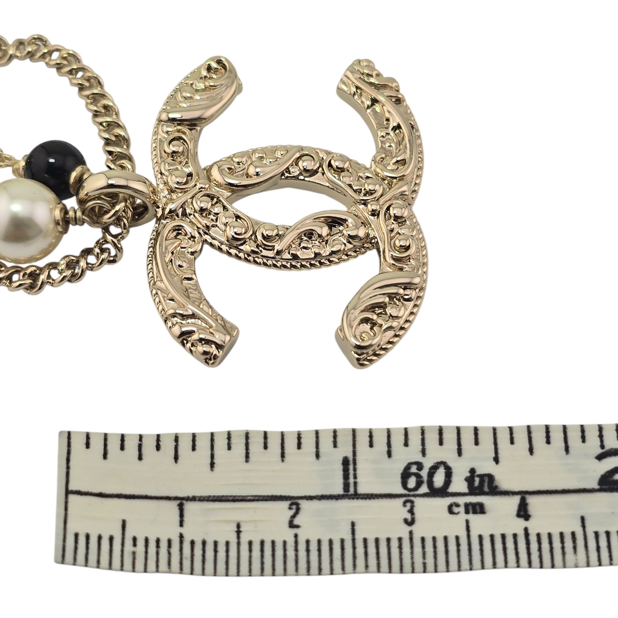Chanel CC Gold Faux Pearl Pendant Necklace 2024 CHANEL