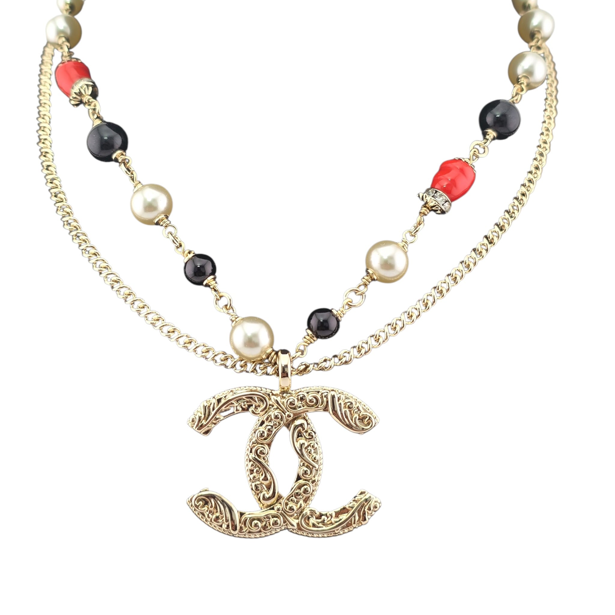 Chanel CC Gold Crystal Pendant Necklace 2021 CHANEL
