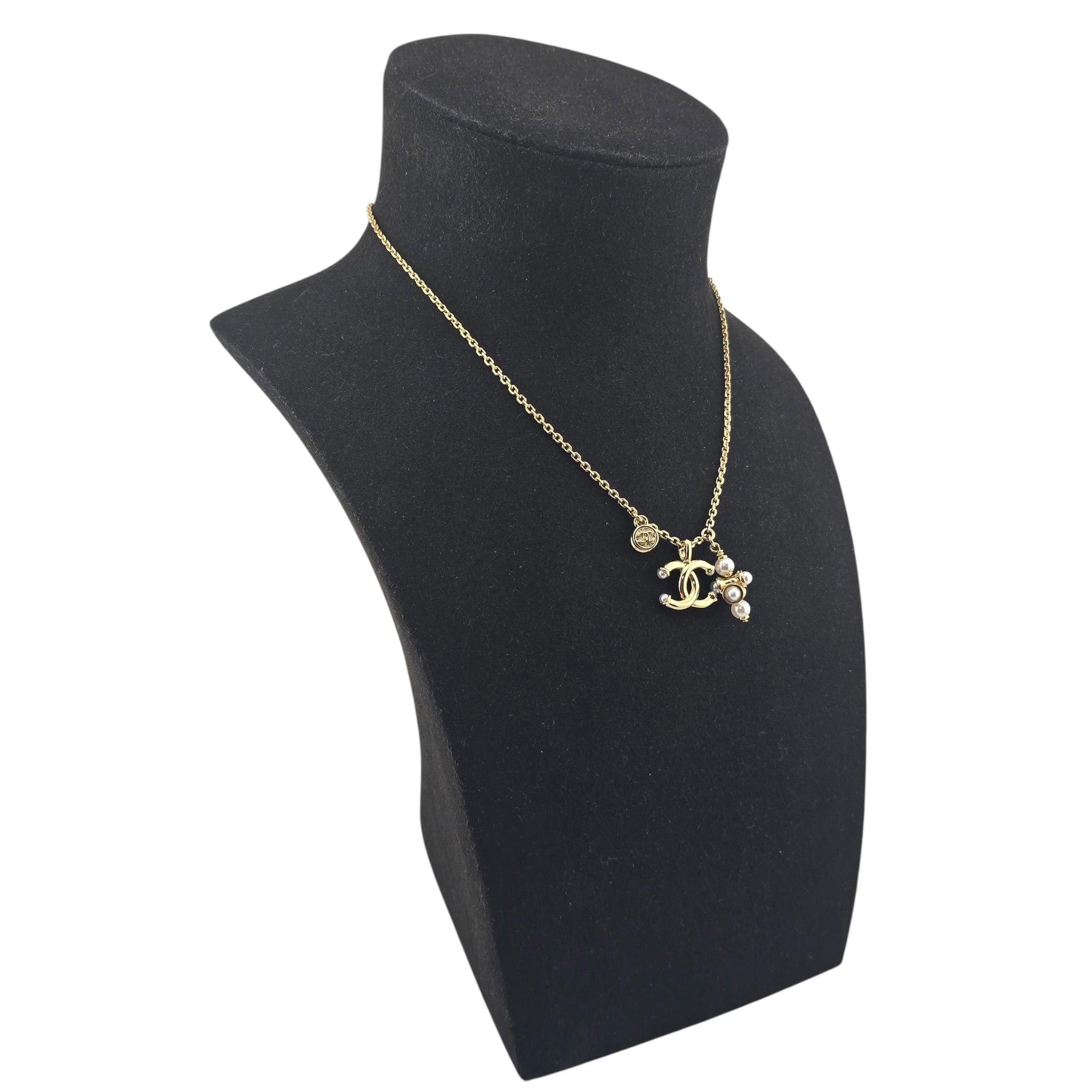 Chanel CC Gold Pendant Faux Pearl Necklace 2026 CHANEL