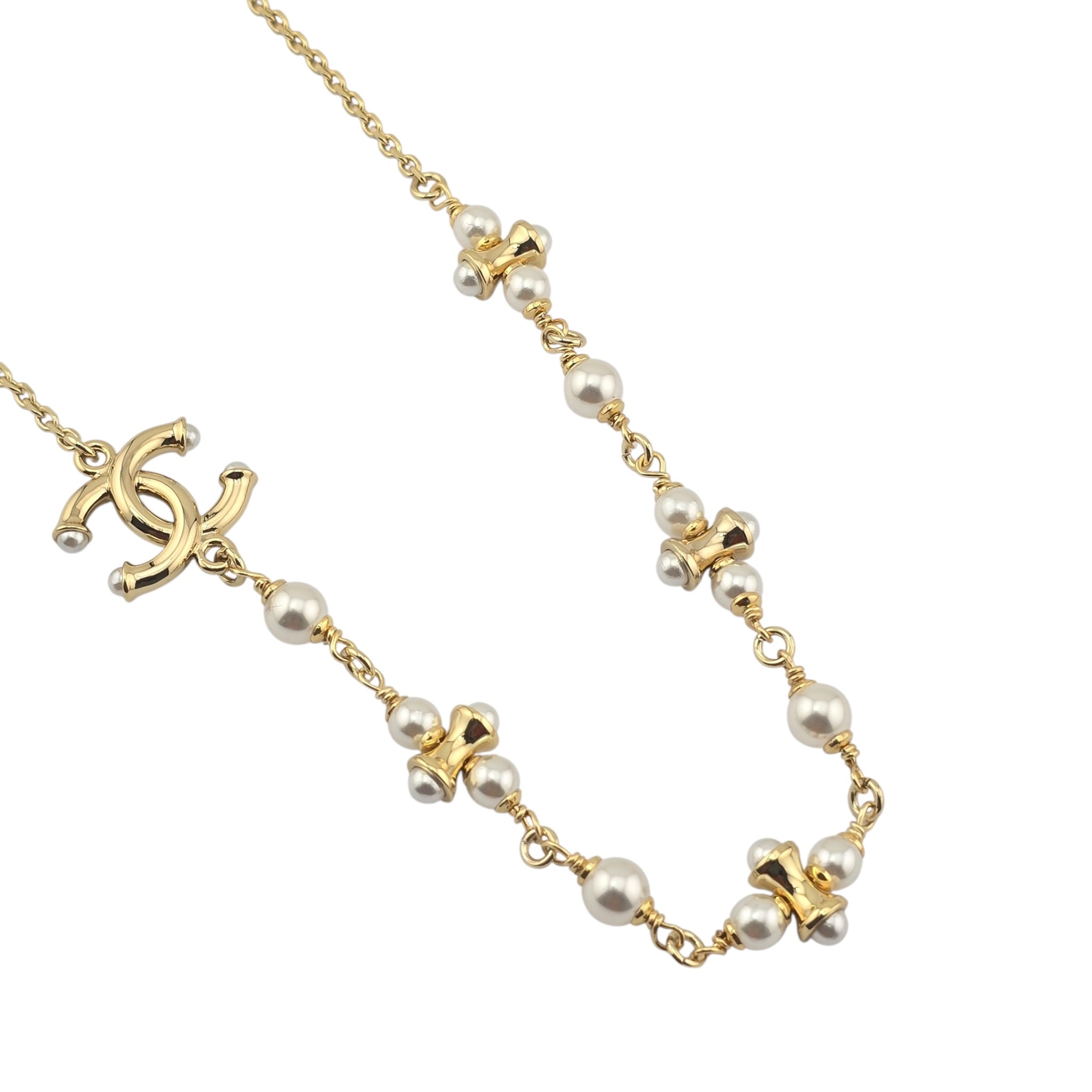 Chanel CC Faux Pearl Gold Pendant Necklace 2026 CHANEL