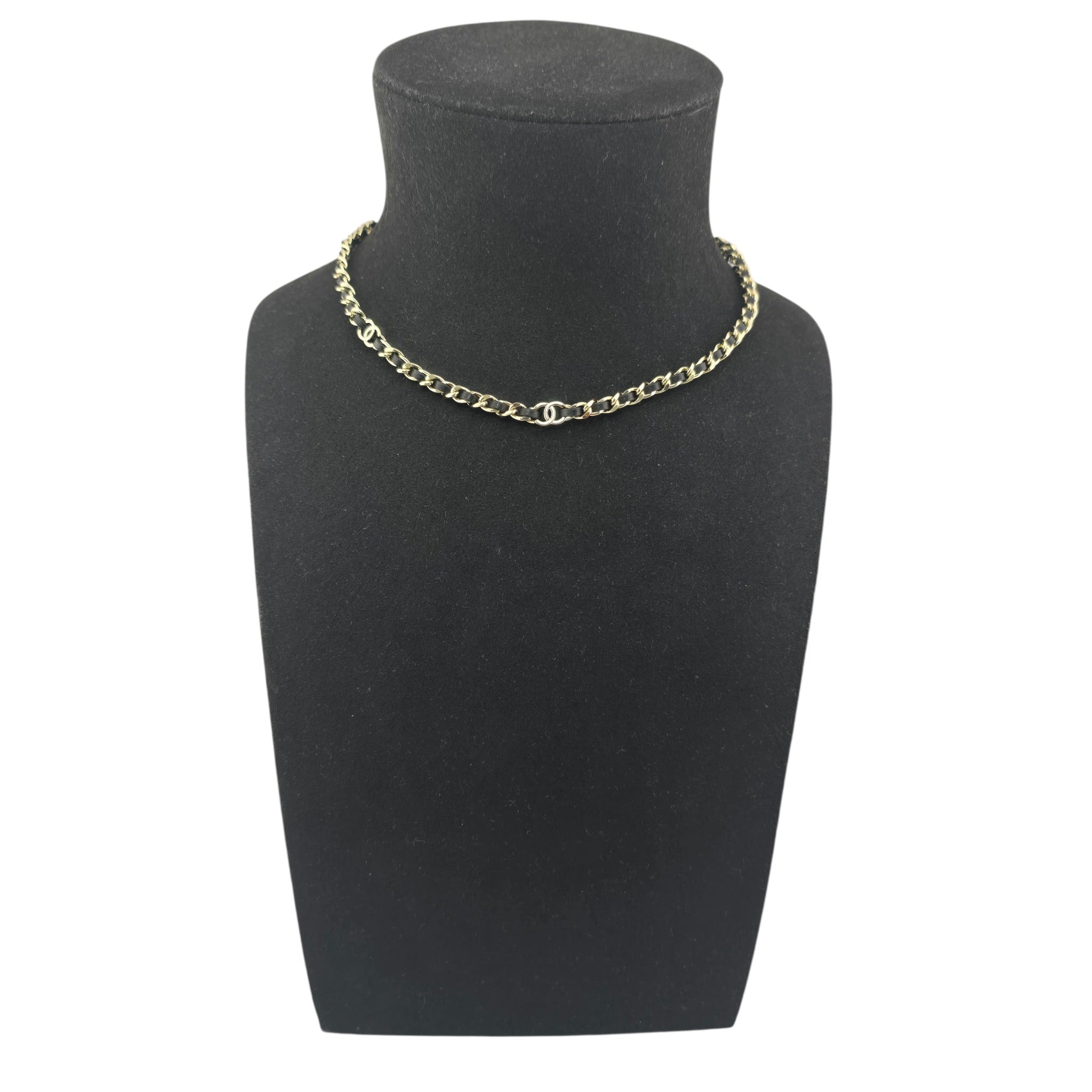 Chanel CC Lambskin Choker Black Gold Necklace 2026 CHANEL