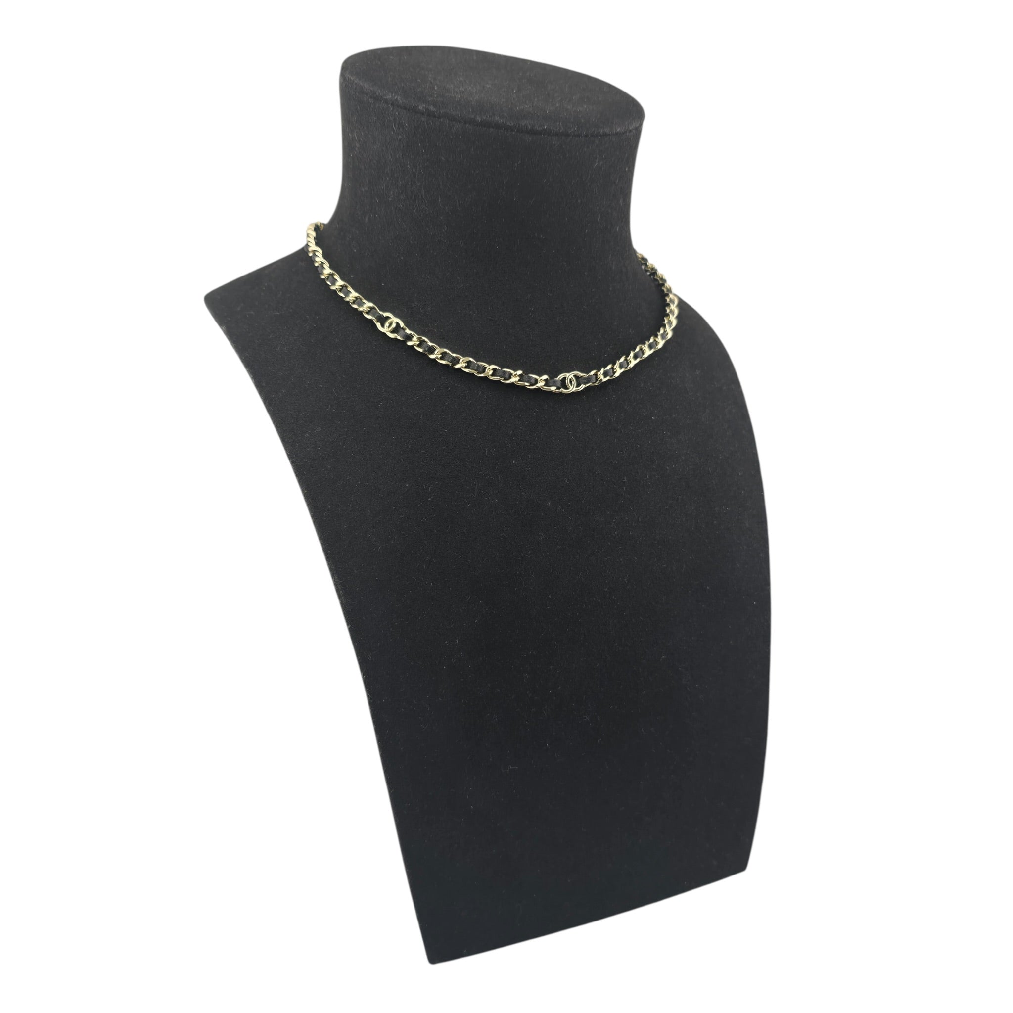 Chanel CC Lambskin Choker Black Gold Necklace 2026 CHANEL