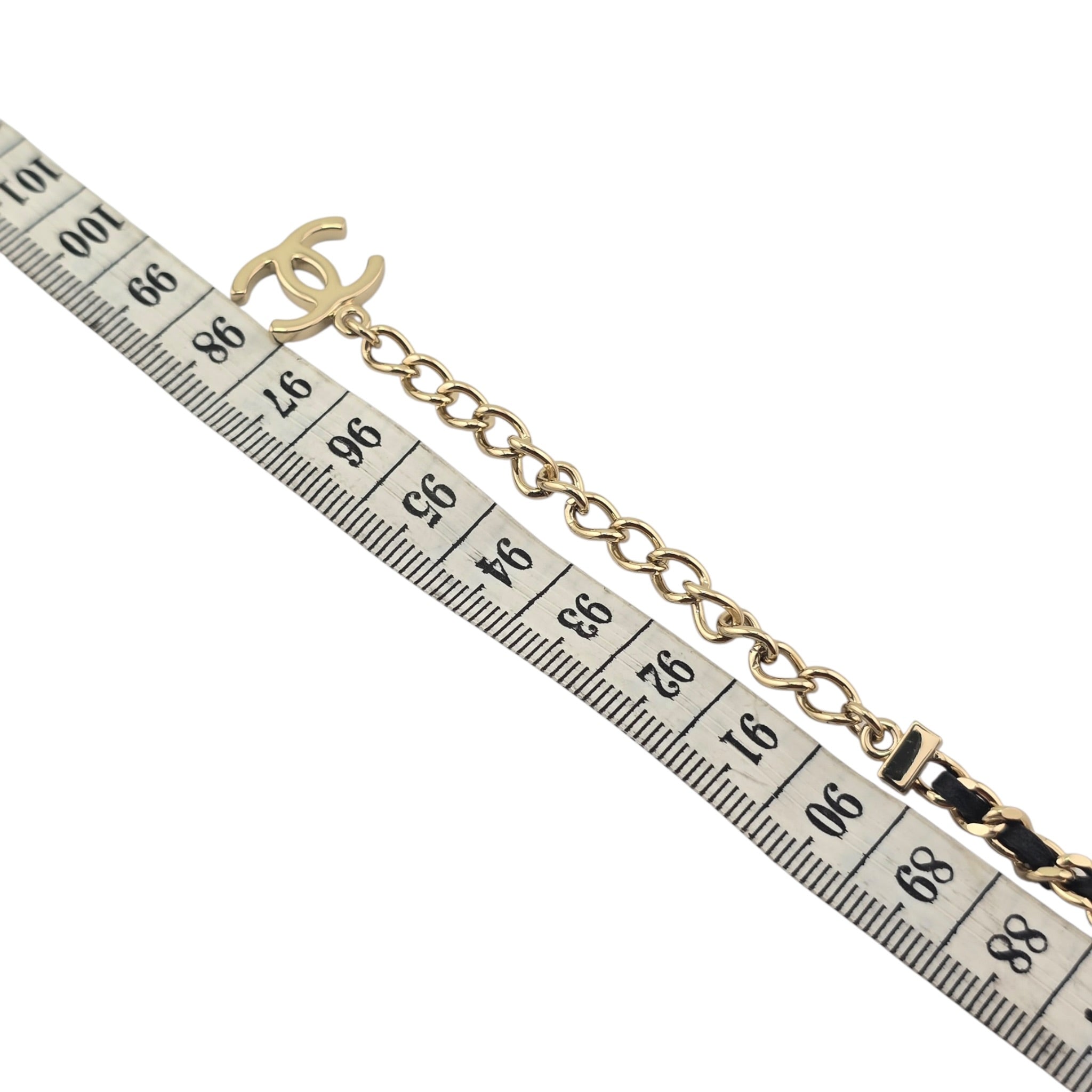 Chanel CC Long Lambskin Black Gold Necklace 2026 CHANEL