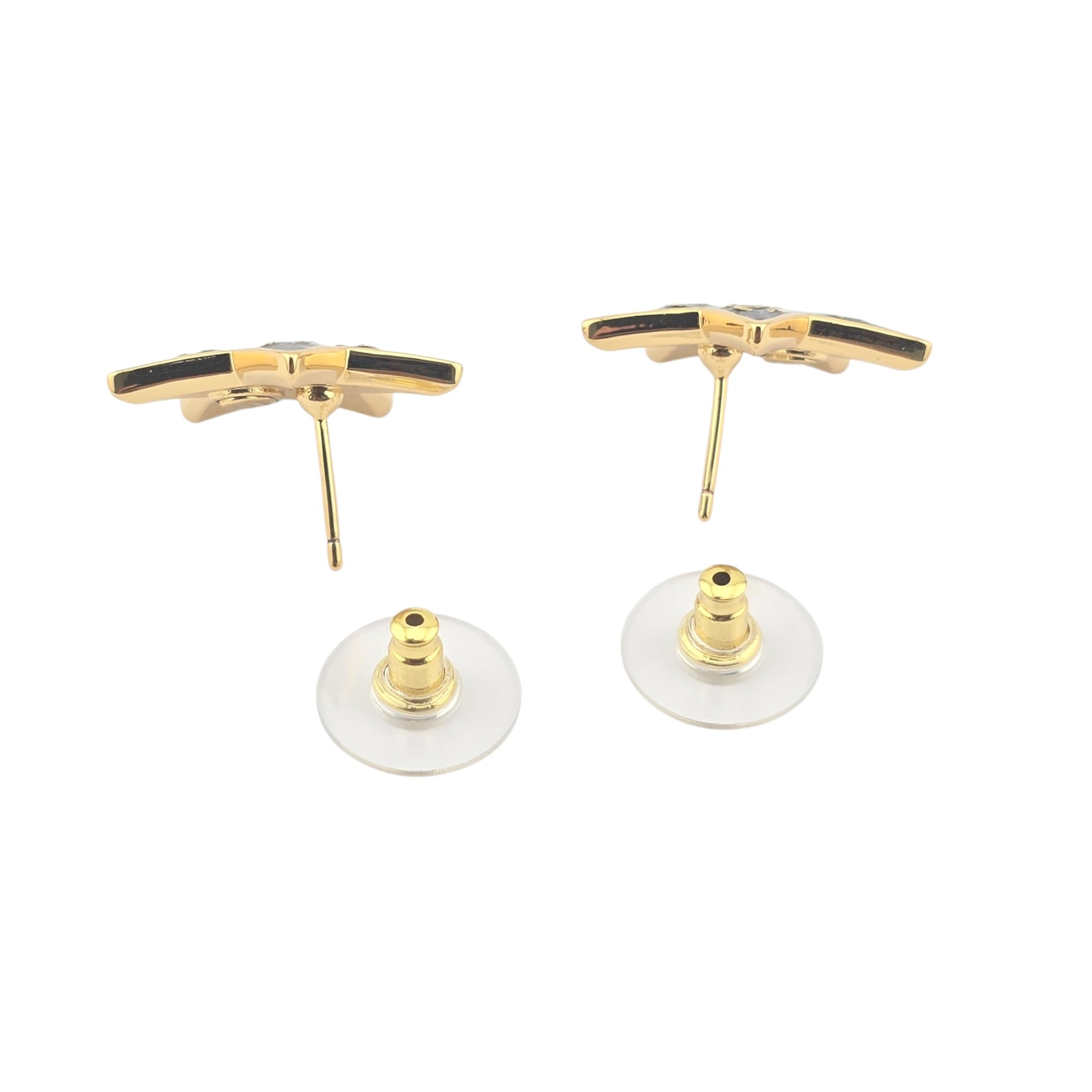 Chanel CC Black Gold Resin Star Stud Earrings 2024 CHANEL