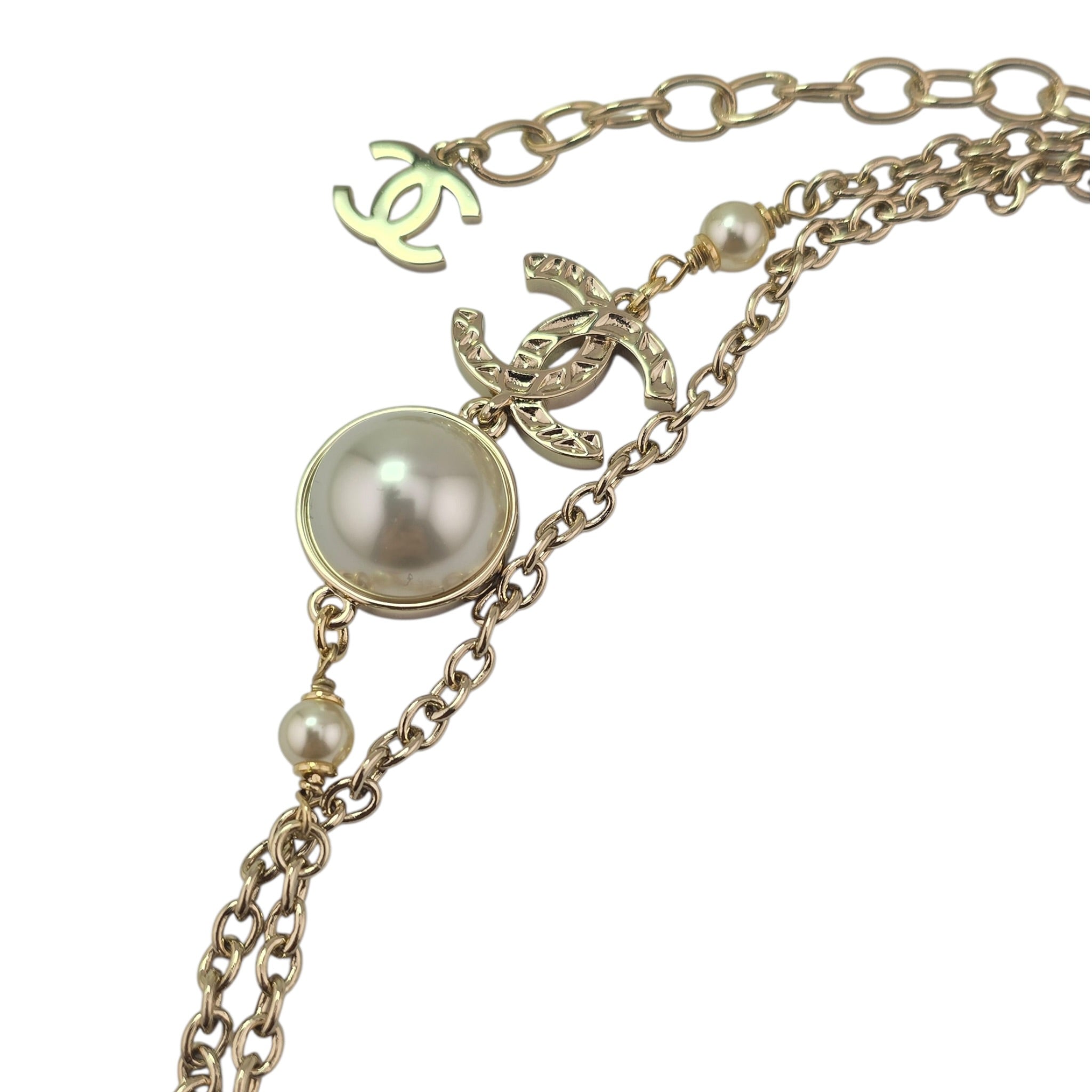 Chanel CC Faux Pearl Metal Long Necklace 2025 CHANEL