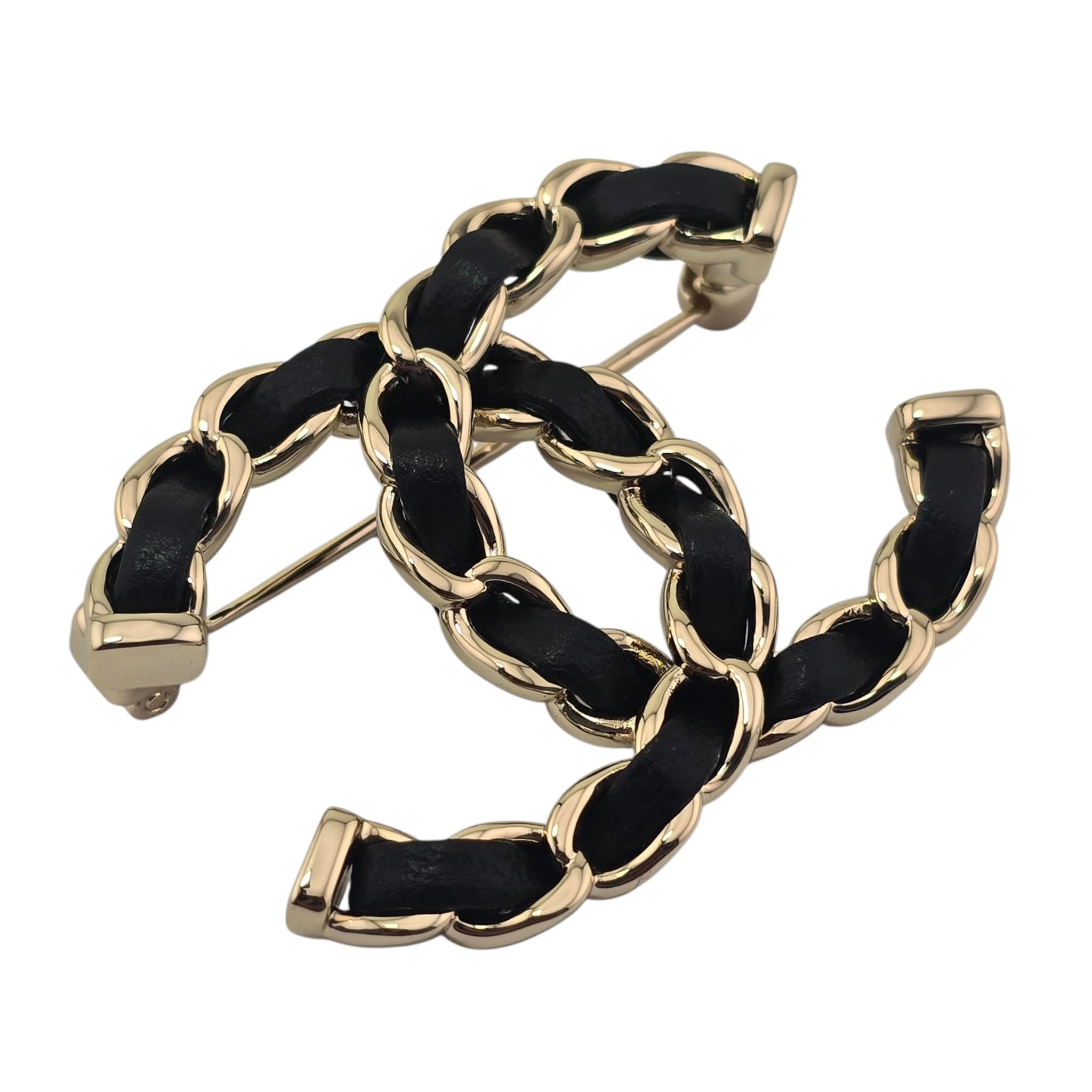 Chanel CC Black Lambskin Chain Gold Brooch 2026 CHANEL