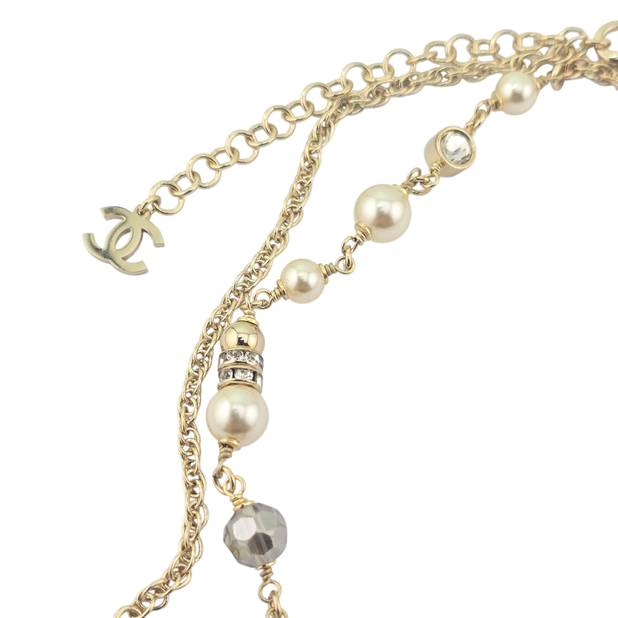 Chanel CC Long Necklace Black Gold Hearts 2024 CHANEL