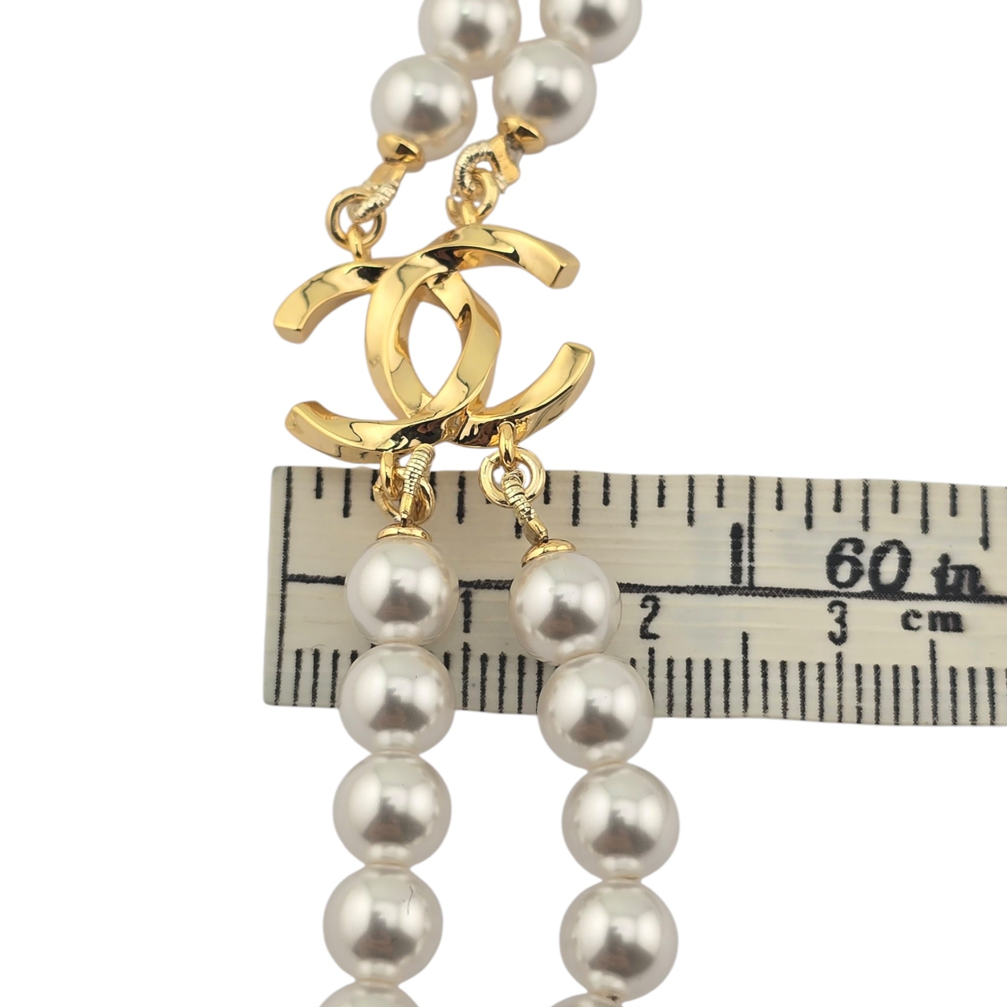Chanel CC Gold Pencil Pendant Long Faux Pearl Necklace 2025 CHANEL