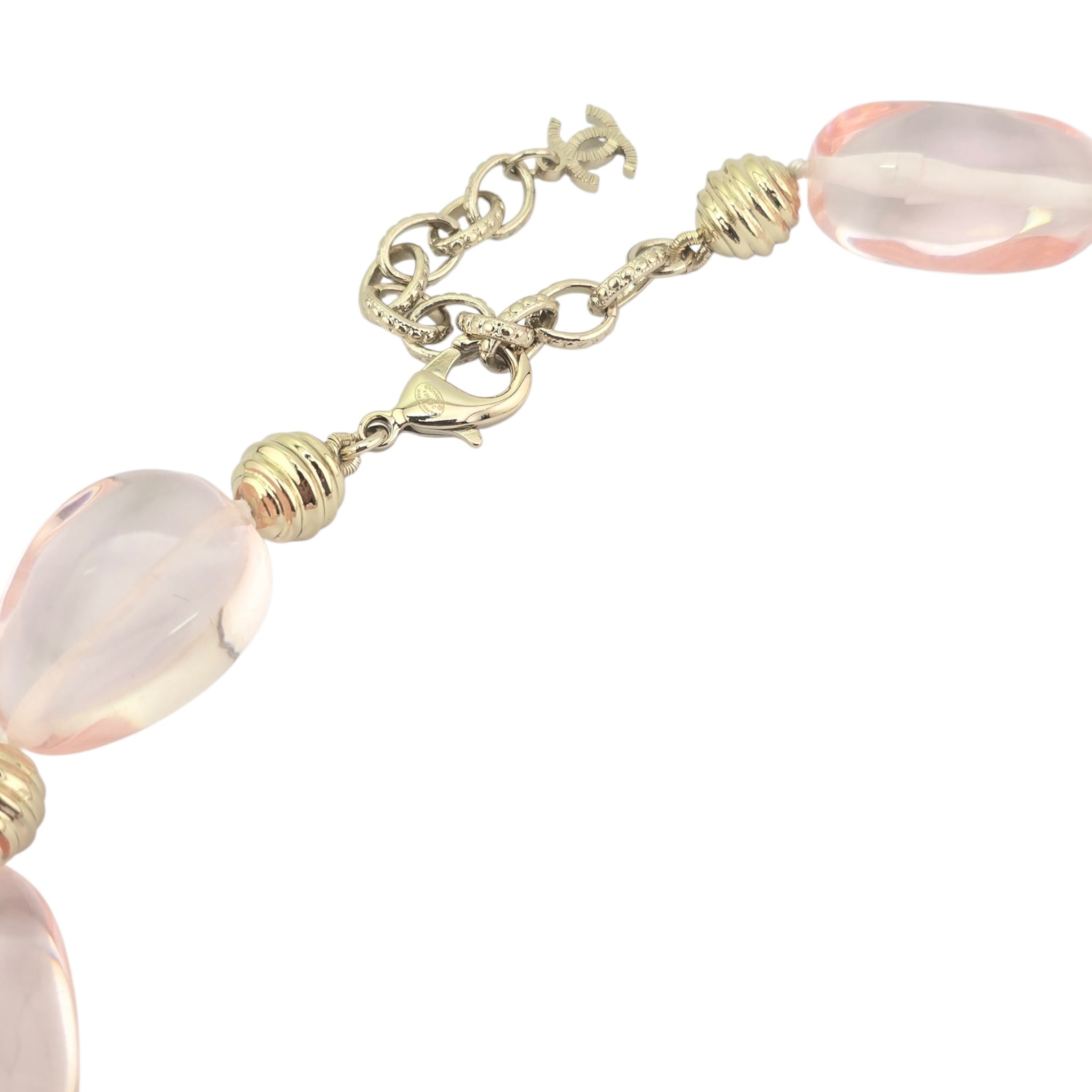 Chanel CC Pink Resin Gold Necklace 2025 CHANEL