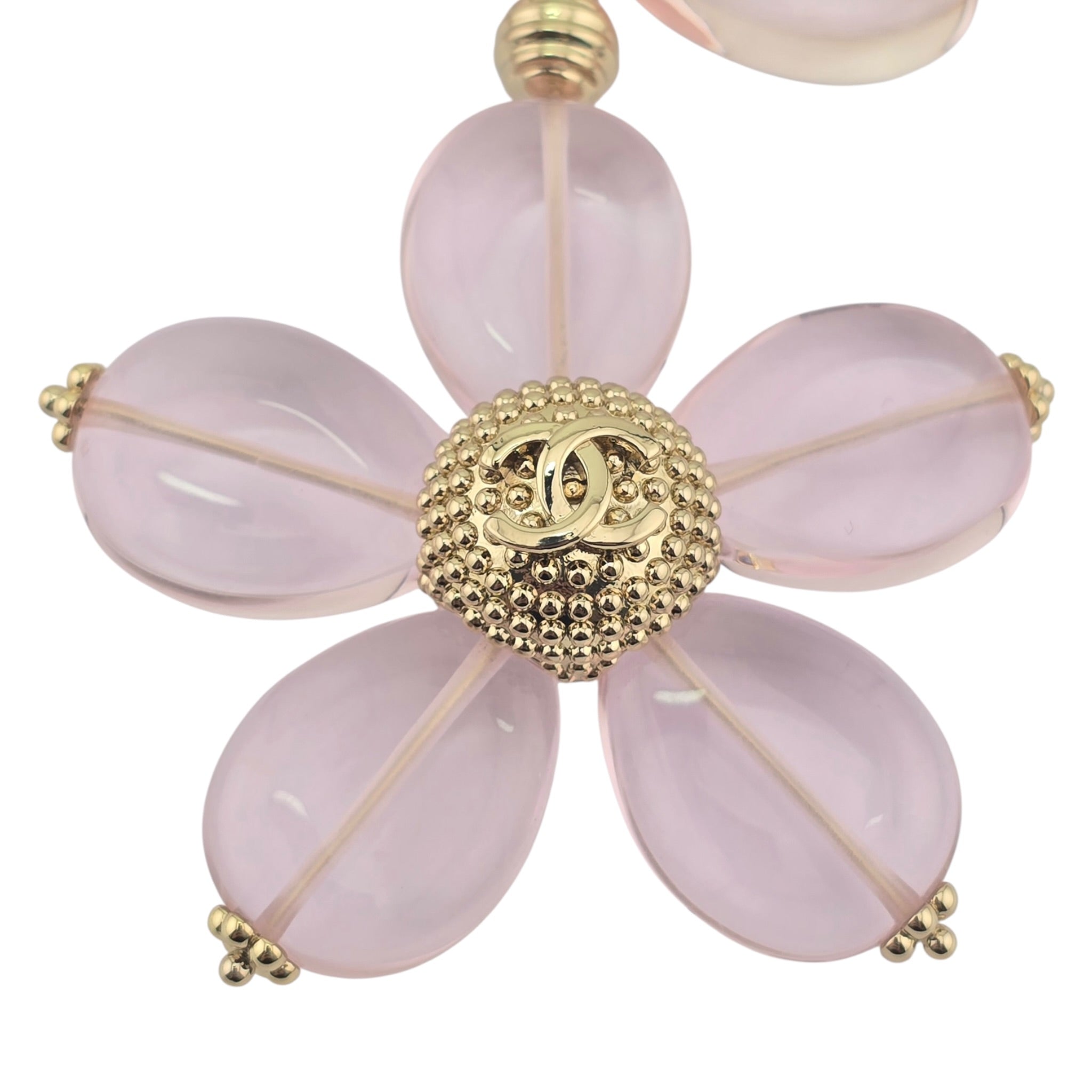 Chanel CC Pink Resin Gold Necklace 2025 CHANEL