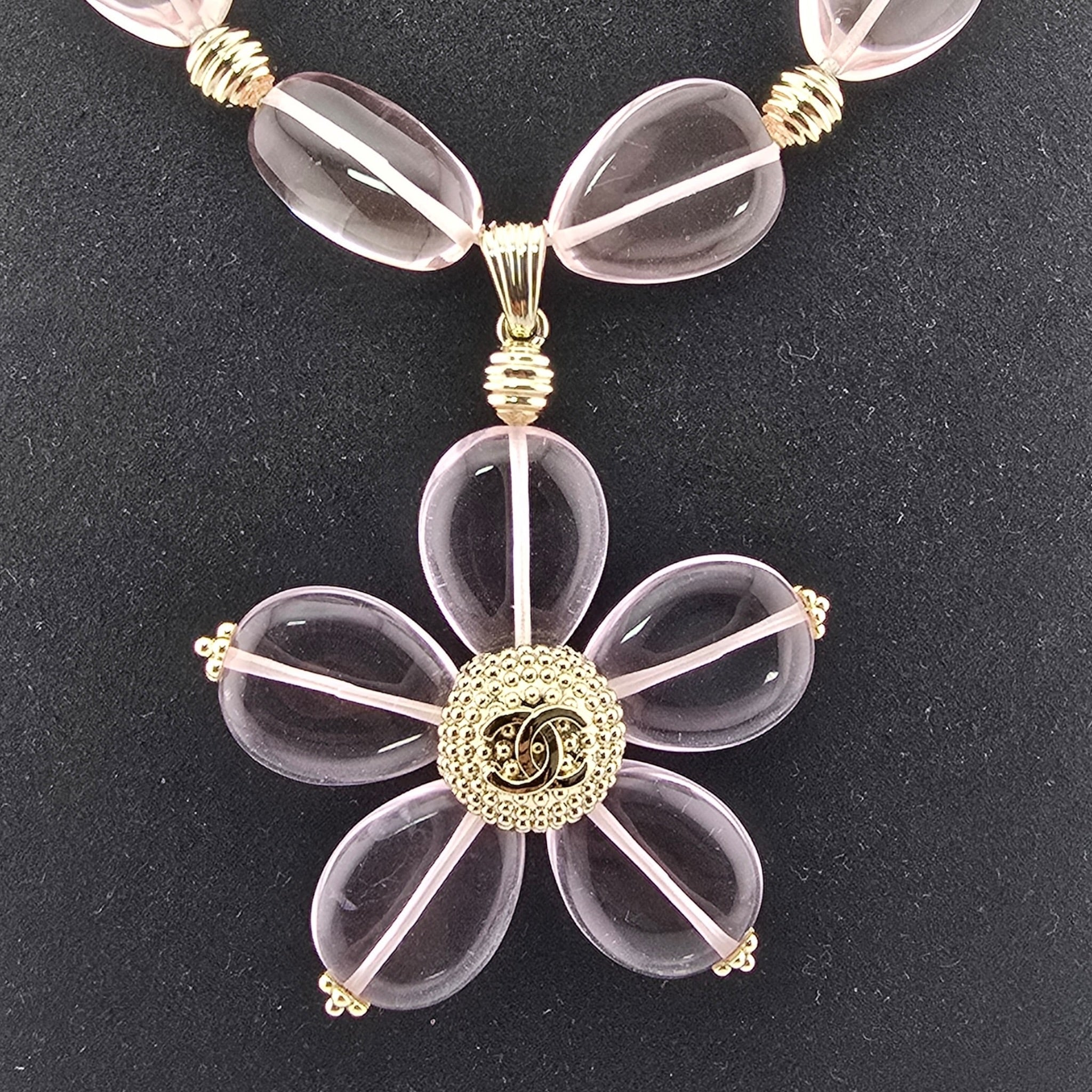 Chanel CC Pink Resin Gold Necklace 2025 CHANEL