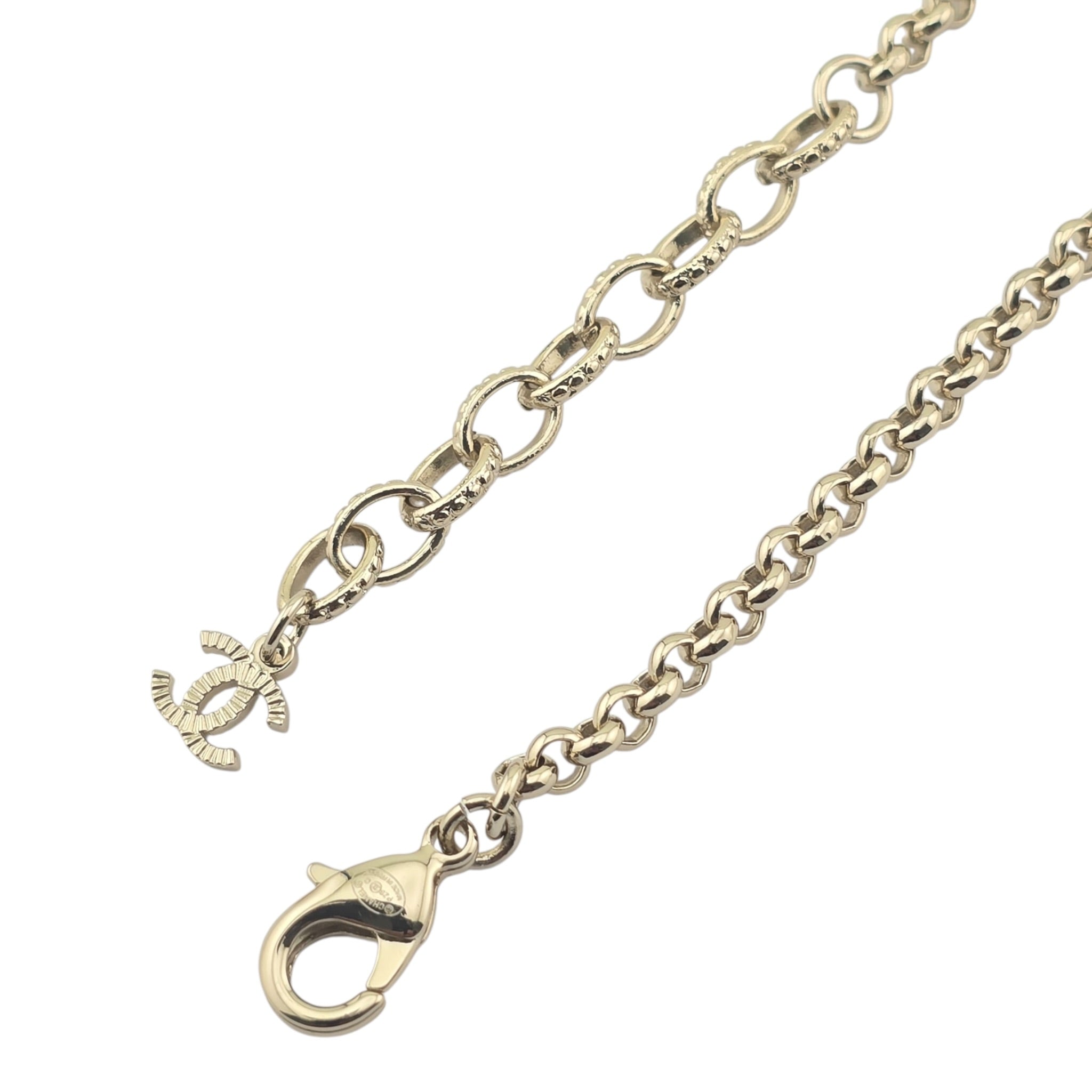 Chanel CC Pink Resin Bead Gold Long Necklace 2026 CHANEL