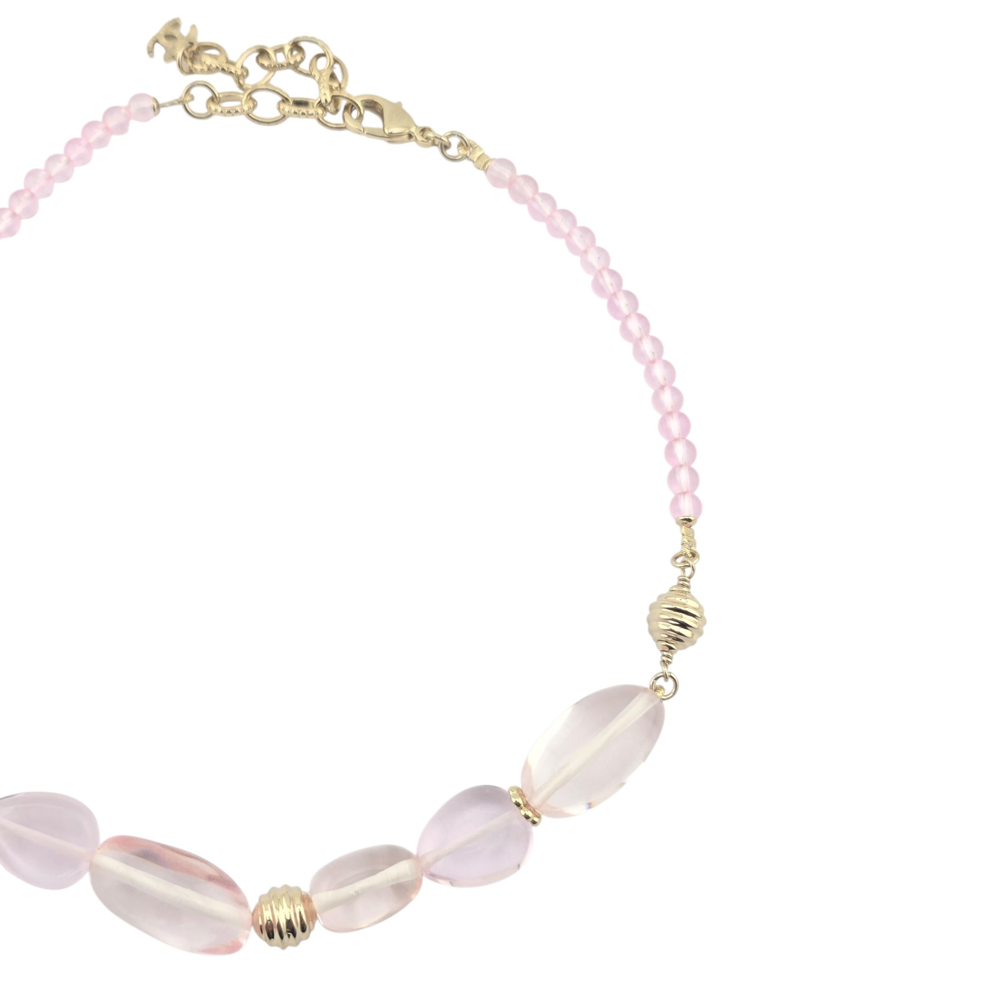 Chanel CC Pink Resin Bead Gold Necklace 2025 CHANEL
