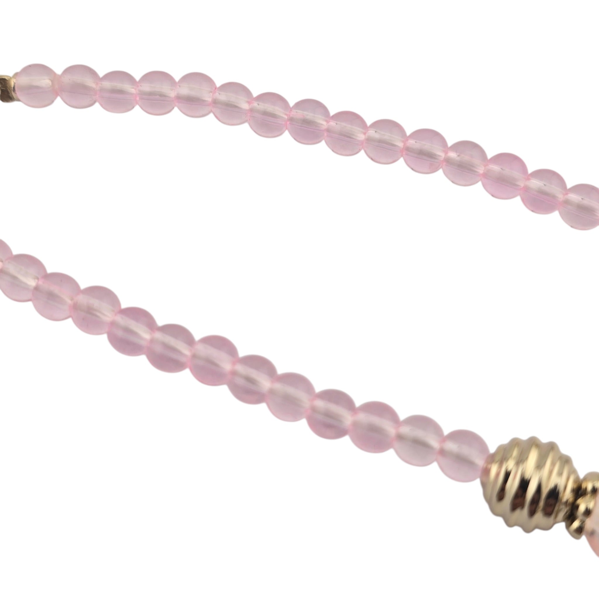 Chanel CC Pink Resin Bead Gold Necklace 2025 CHANEL