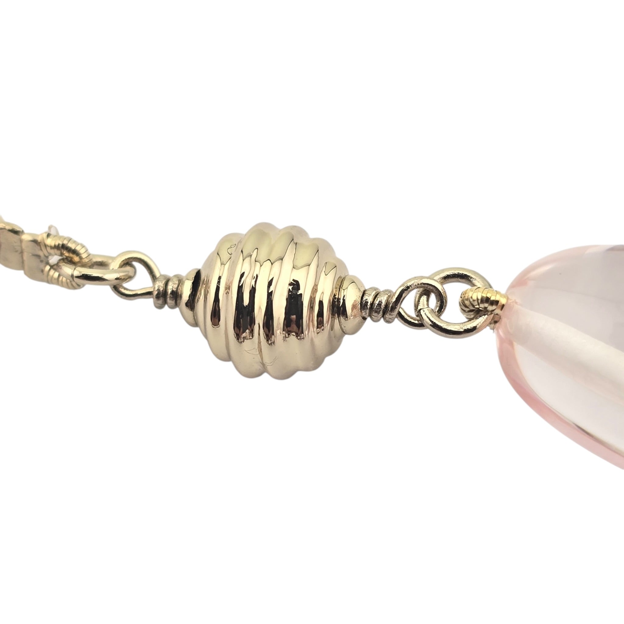 Chanel CC Pink Resin Bead Gold Necklace 2025 CHANEL