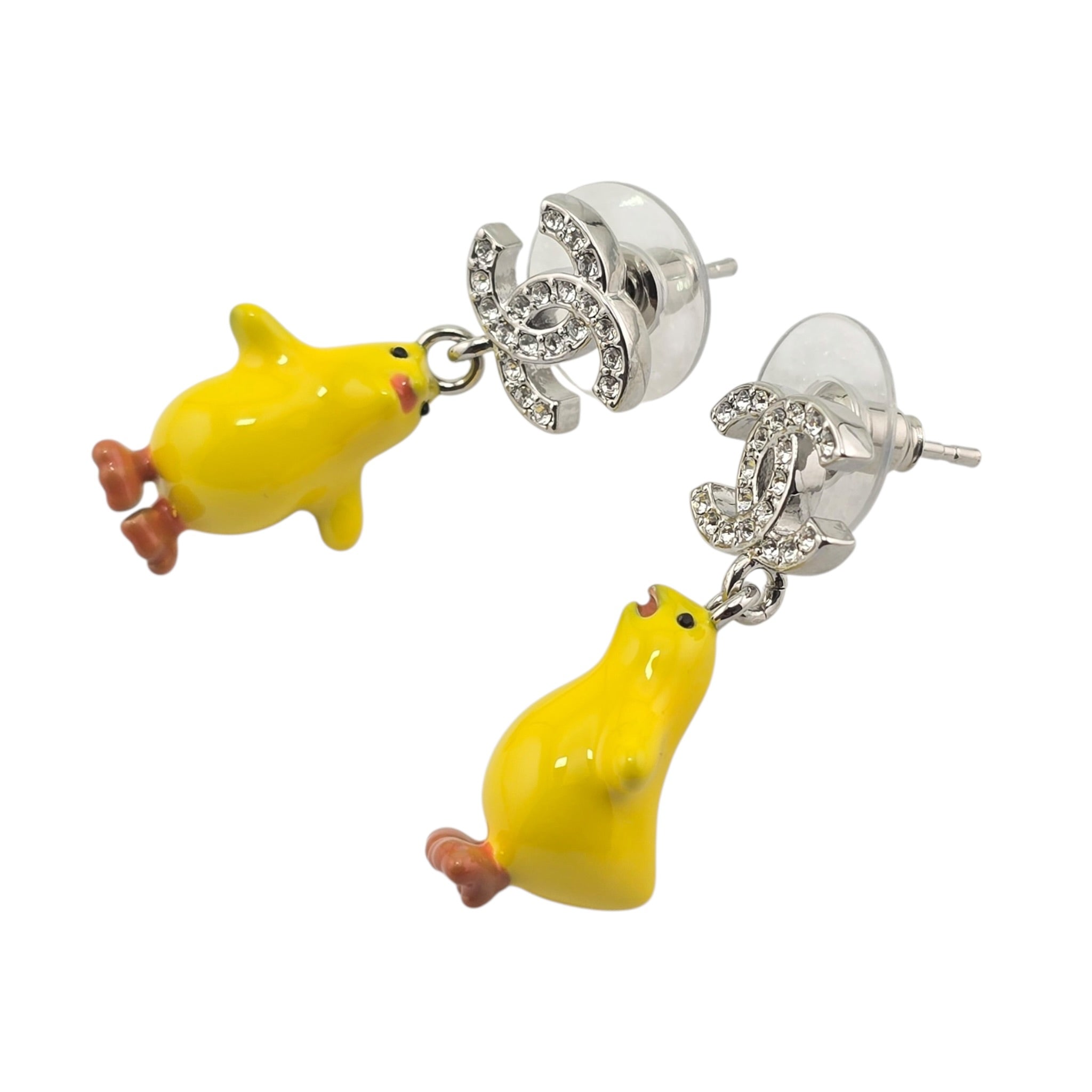 Chanel CC Metal Resin Strass Crystal Baby Chick Pendant Earrings 2026 CHANEL