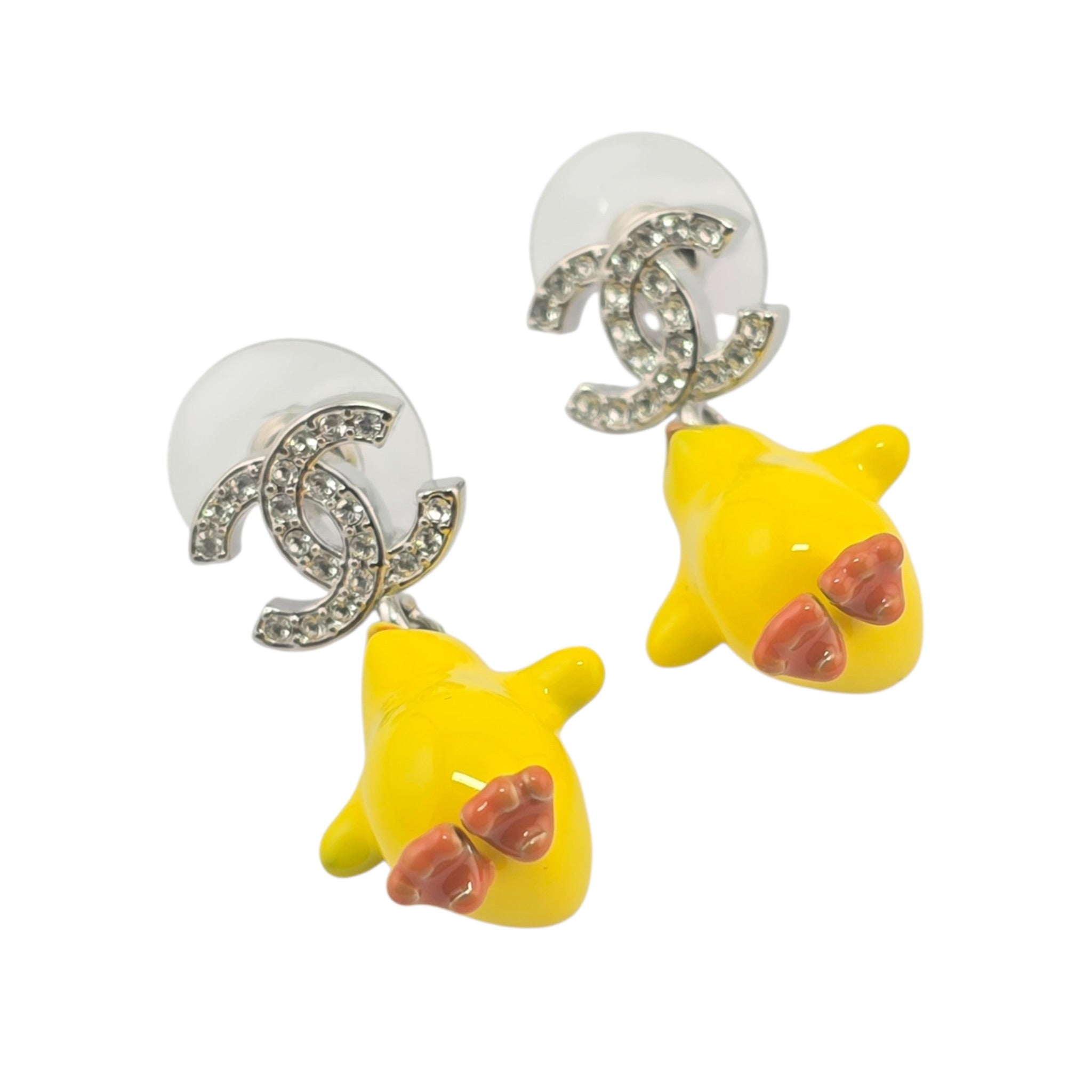 Chanel CC Metal Resin Strass Crystal Baby Chick Pendant Earrings 2026 CHANEL