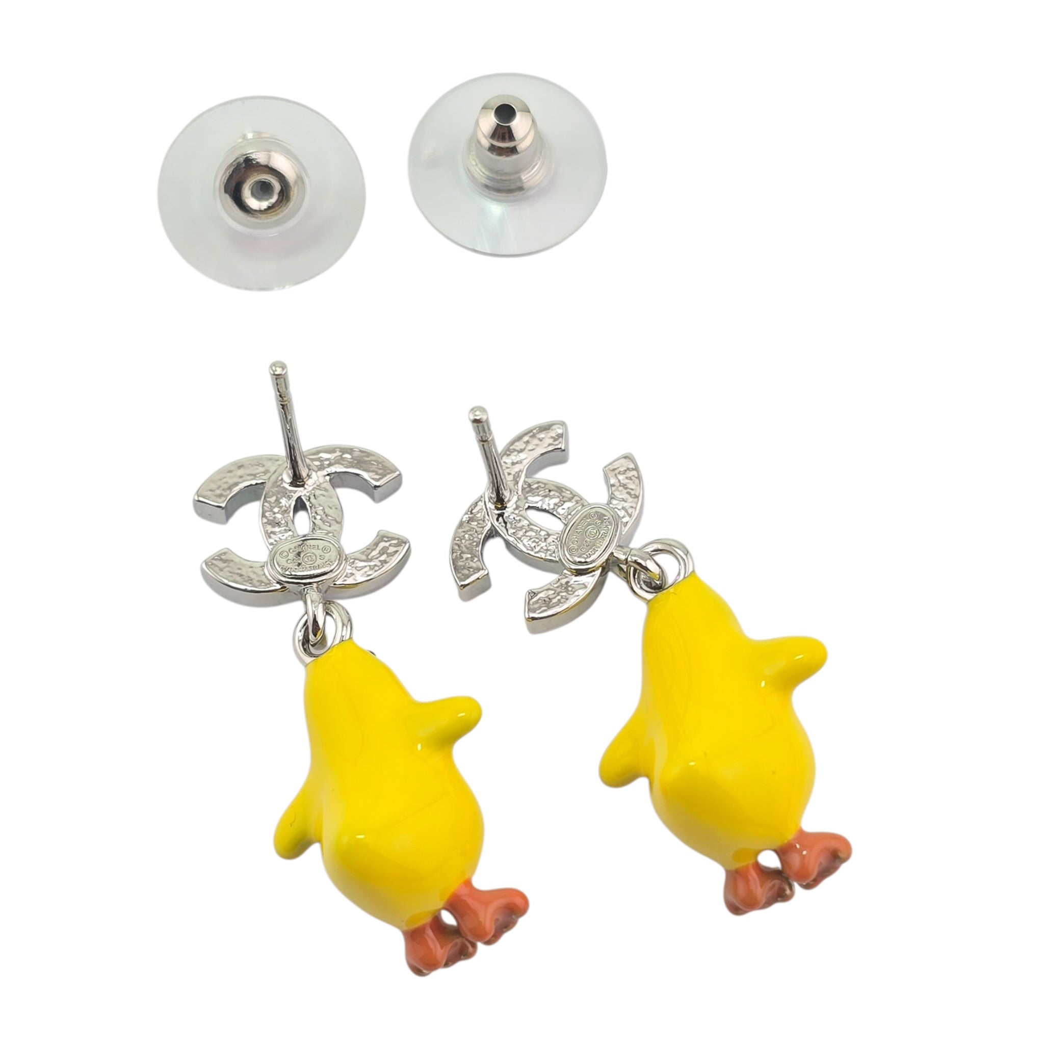 Chanel CC Metal Resin Strass Crystal Baby Chick Pendant Earrings 2026 CHANEL