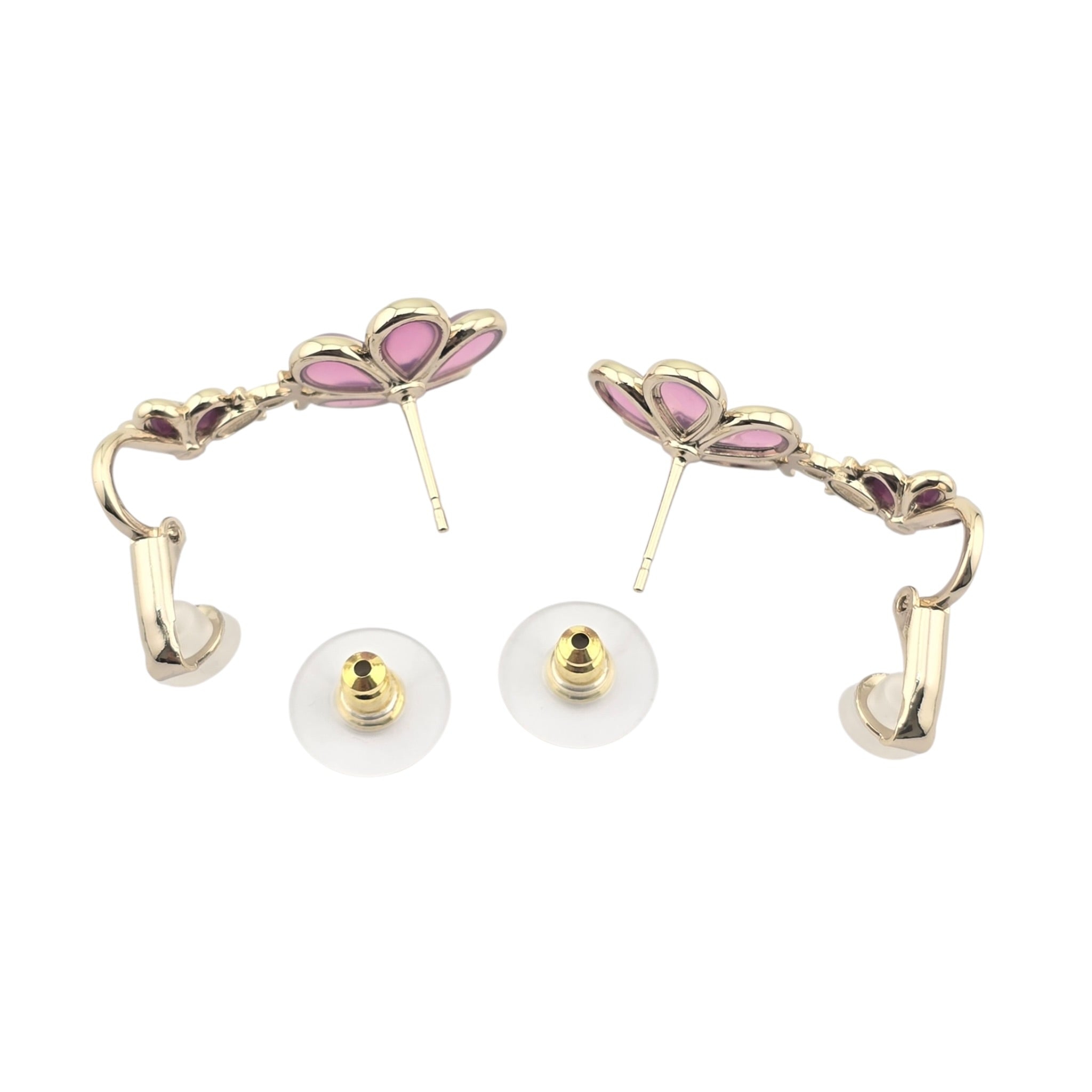 Chanel CC Pink Crystal Stud Climber Flower Earrings 2026 CHANEL