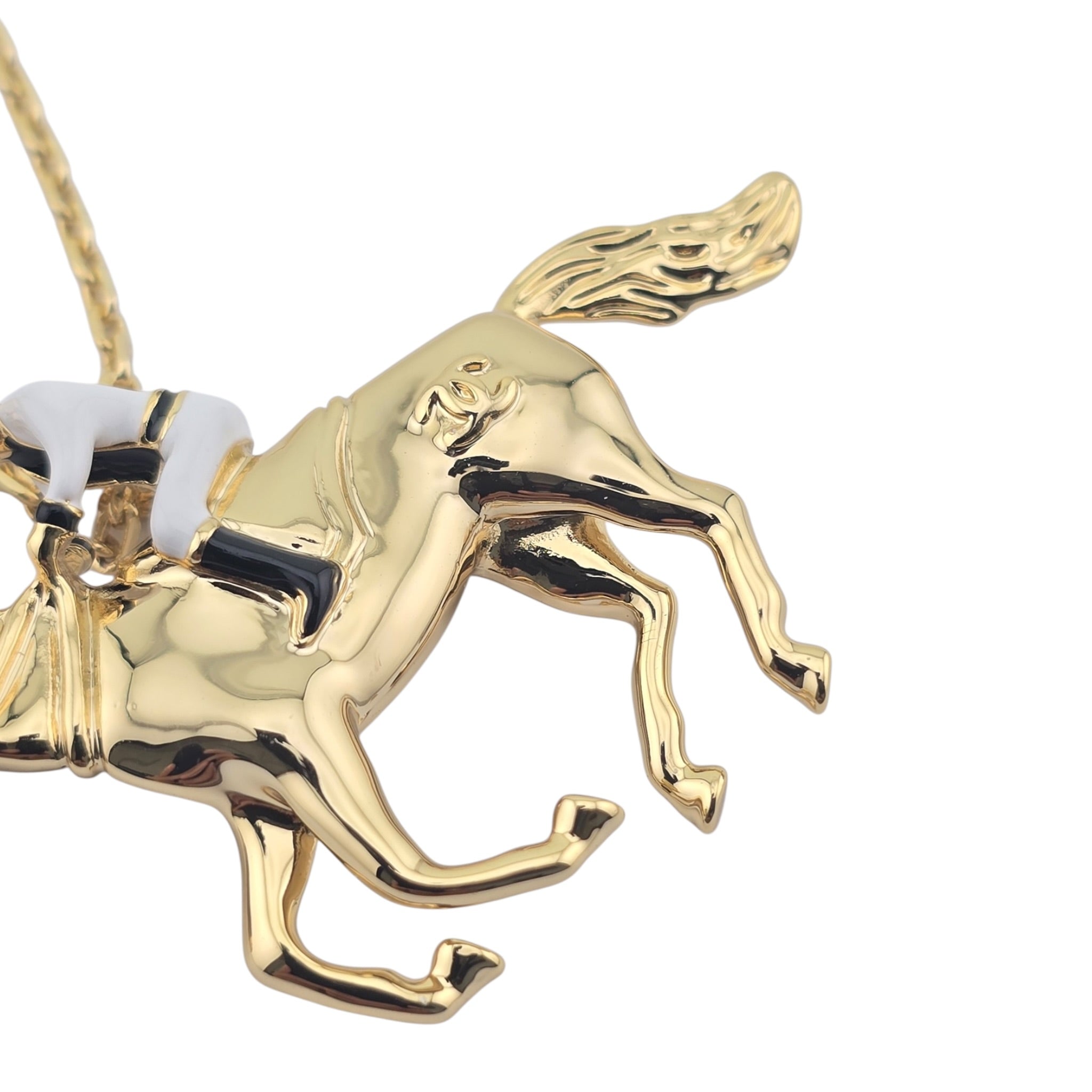 Chanel CC Gold Horse Riding Pendant Necklace 2026 CHANEL