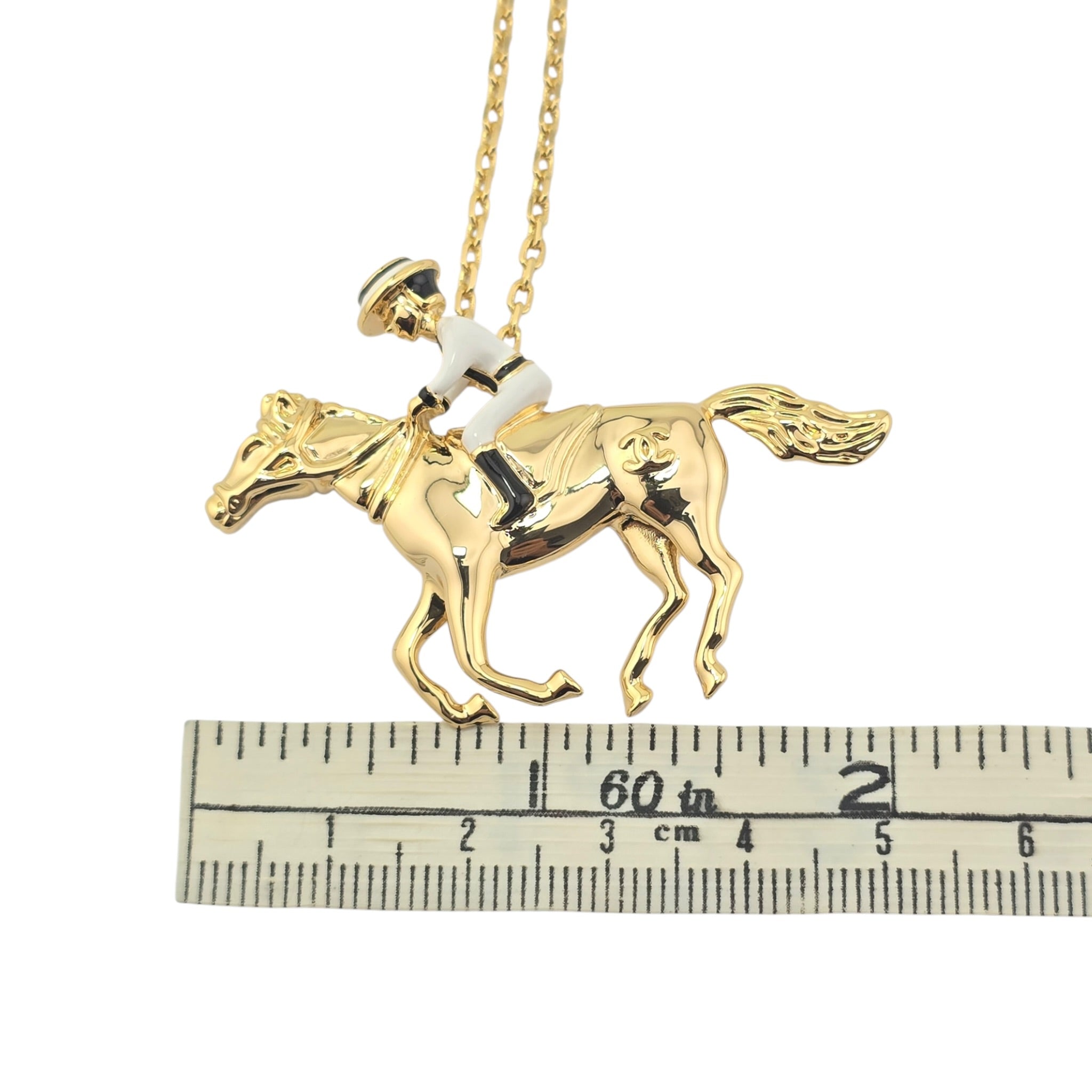 Chanel CC Gold Horse Riding Pendant Necklace 2026 CHANEL