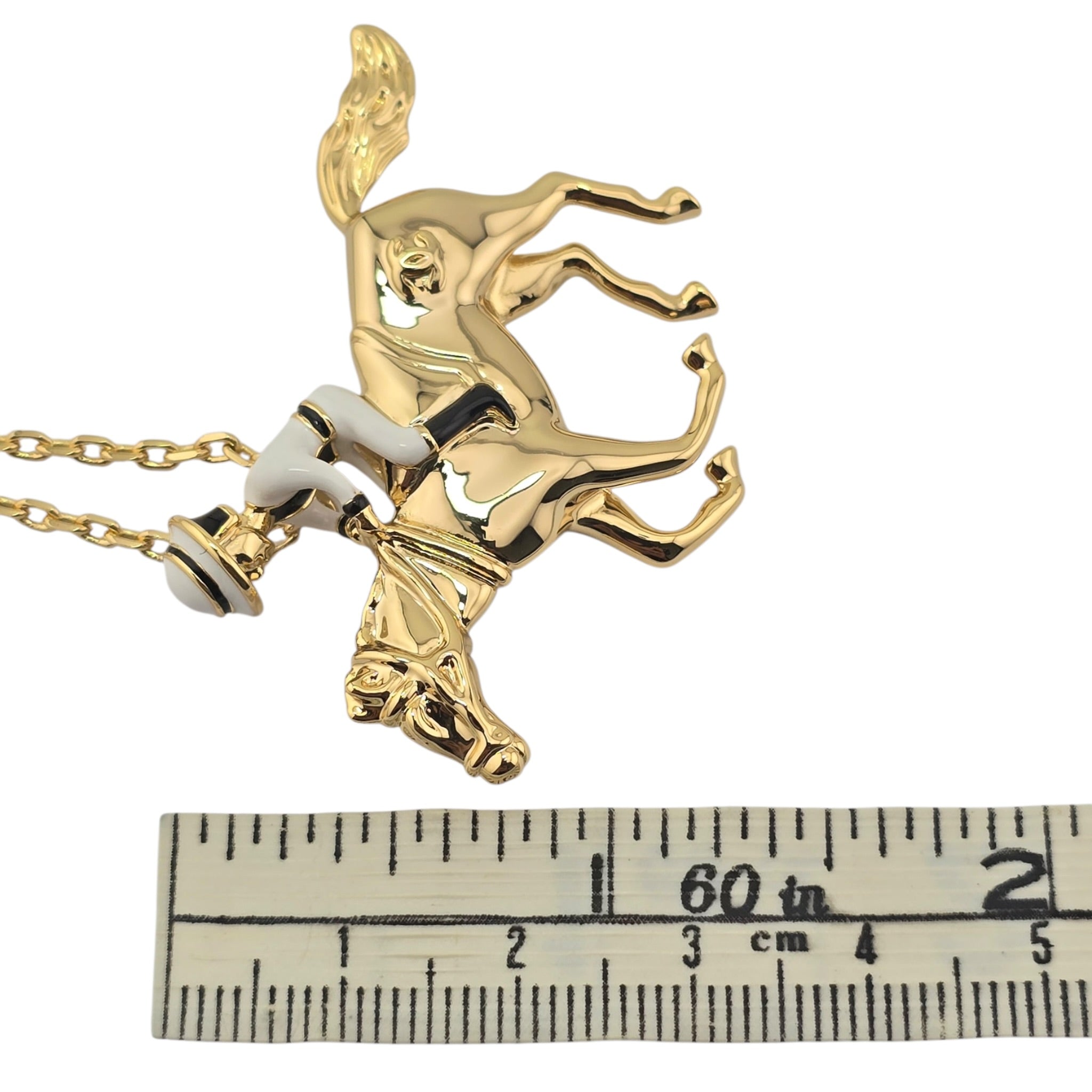 Chanel CC Gold Horse Riding Pendant Necklace 2026 CHANEL