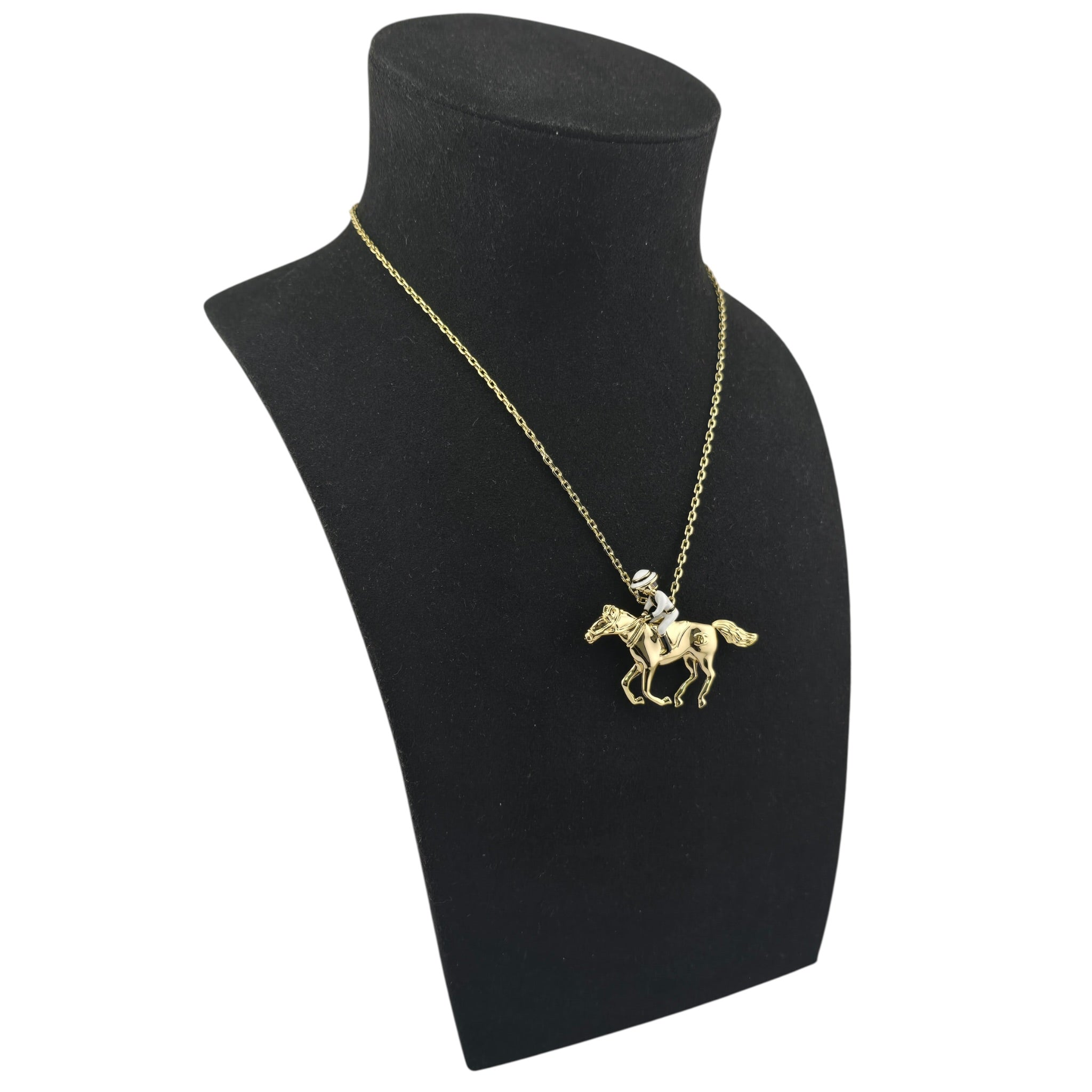 Chanel CC Gold Horse Riding Pendant Necklace 2026 CHANEL