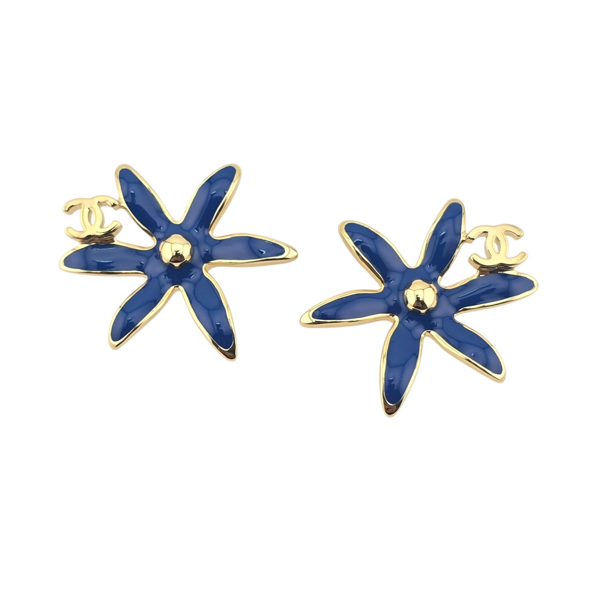 Chanel CC Blue Stud Floral Earrings 2026 CHANEL