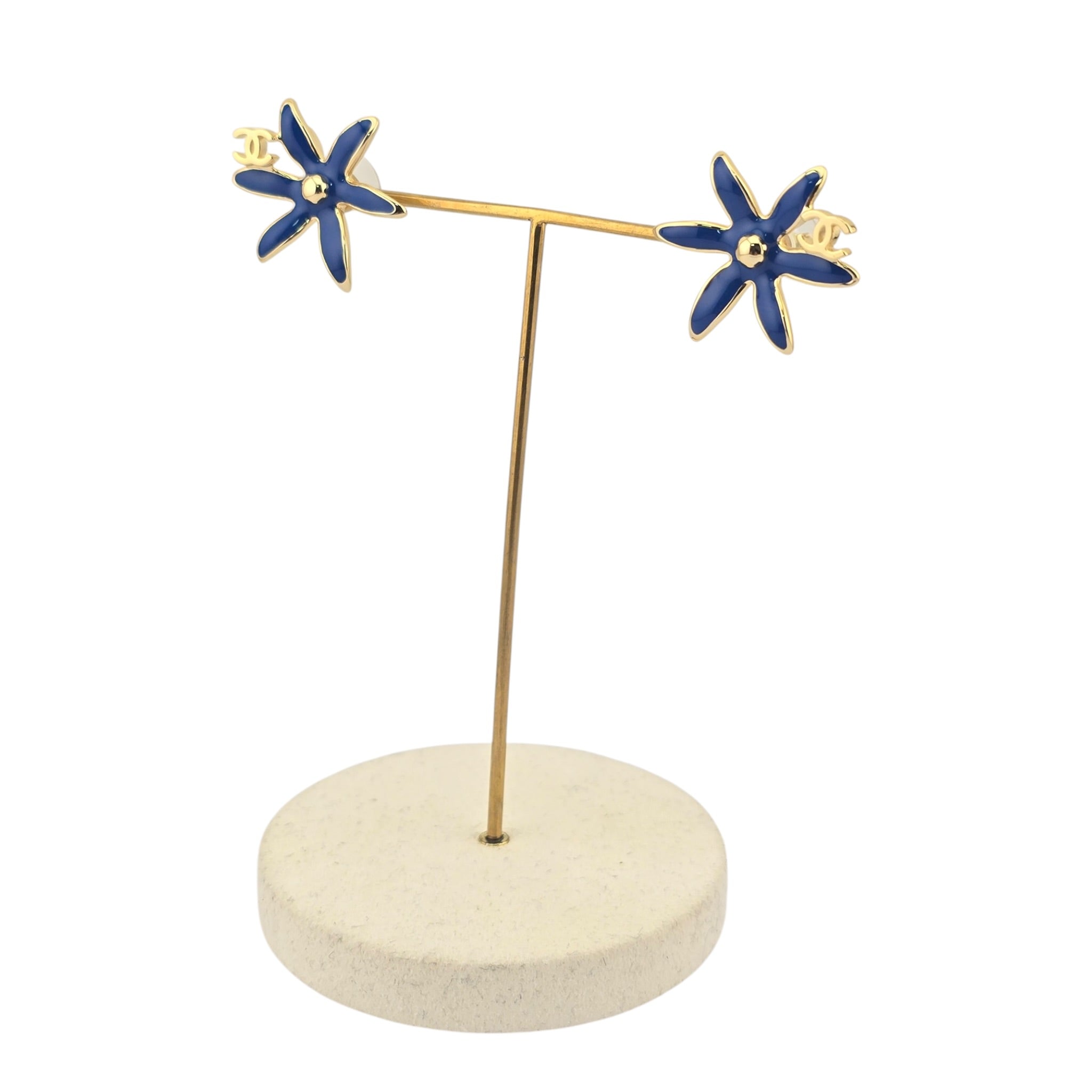 Chanel CC Blue Stud Floral Earrings 2026 CHANEL