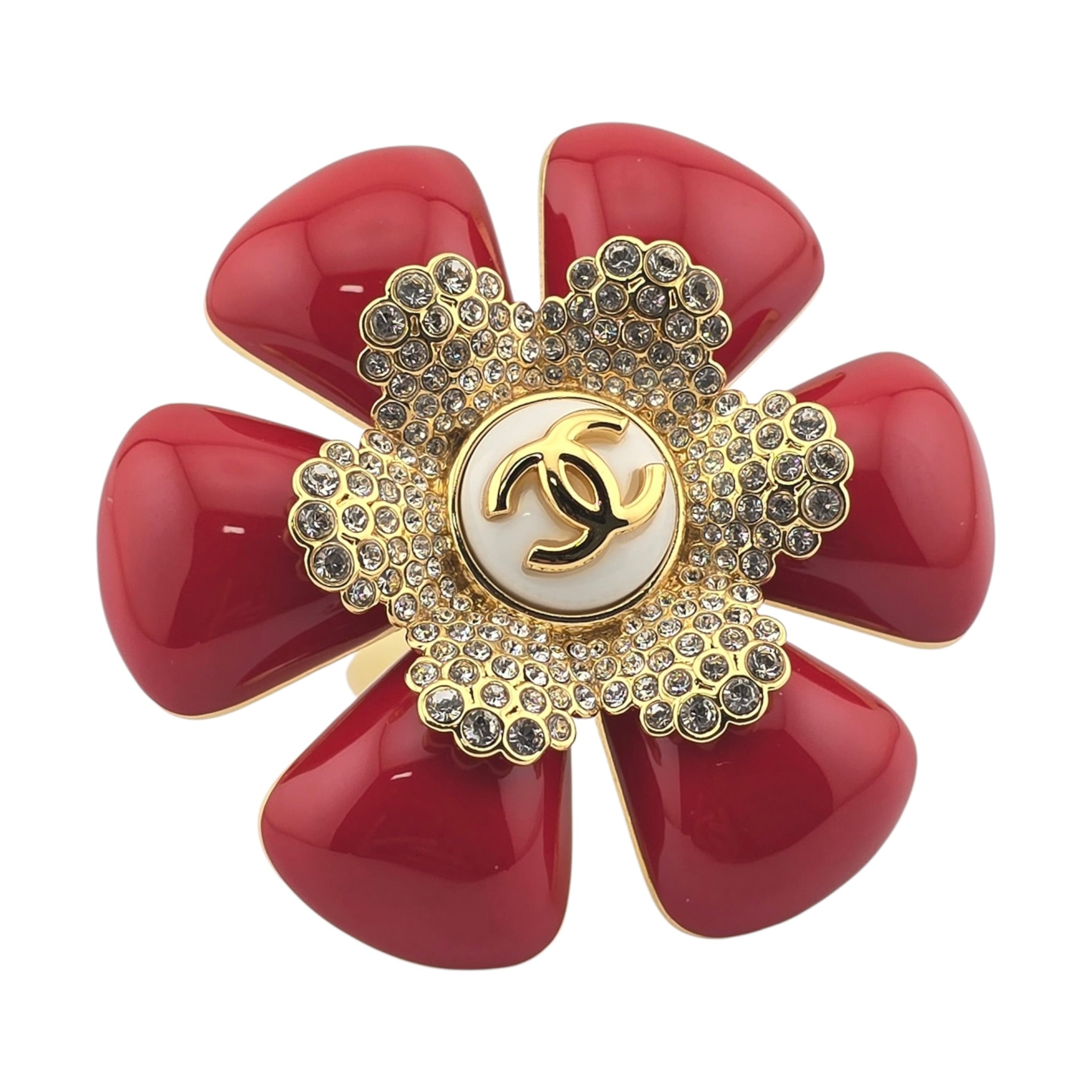 Chanel CC Red Camellia Ring 26SS CHANEL